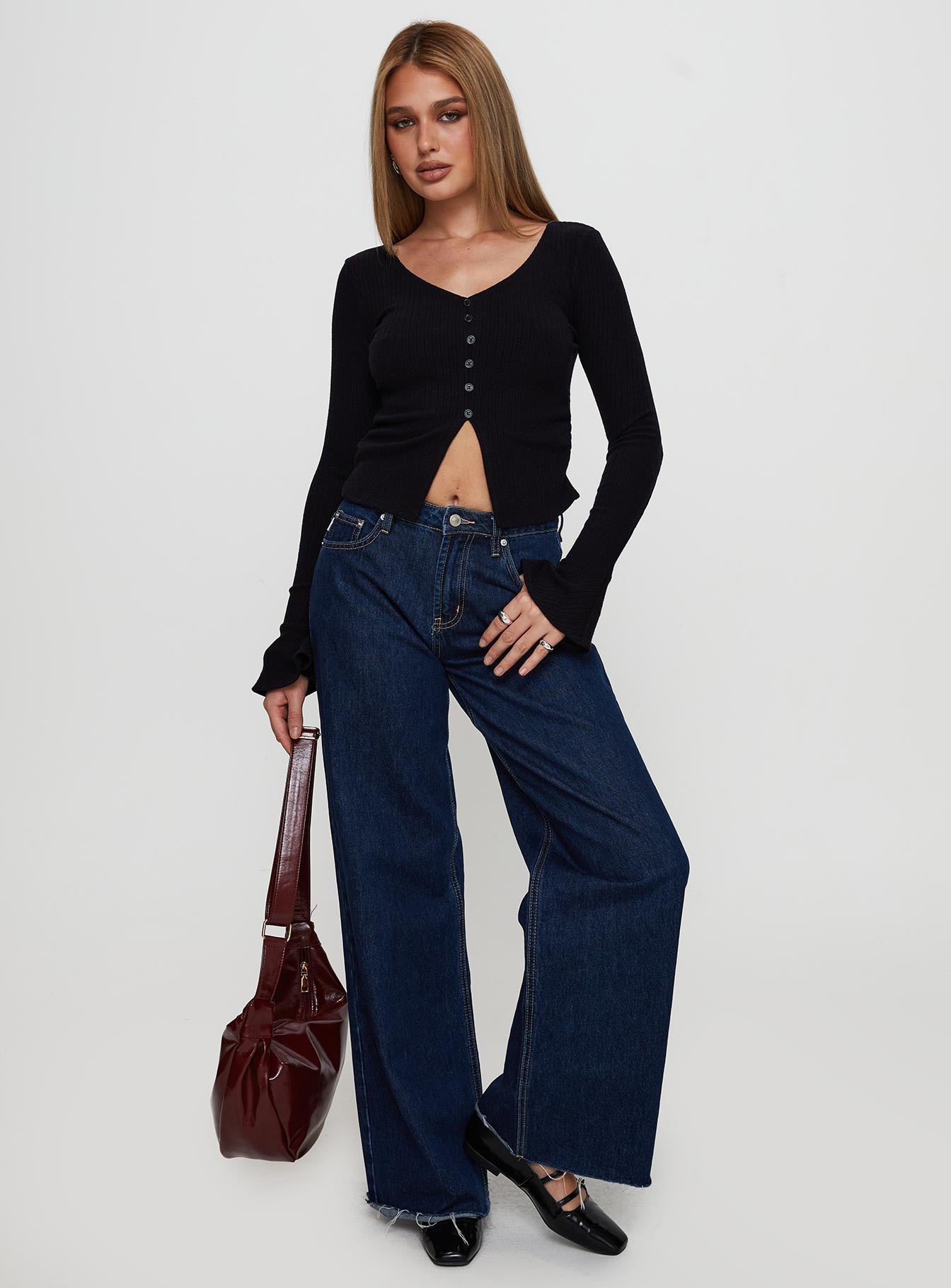 Take My Time Long Sleeve Top Black、mySite、solidvoid