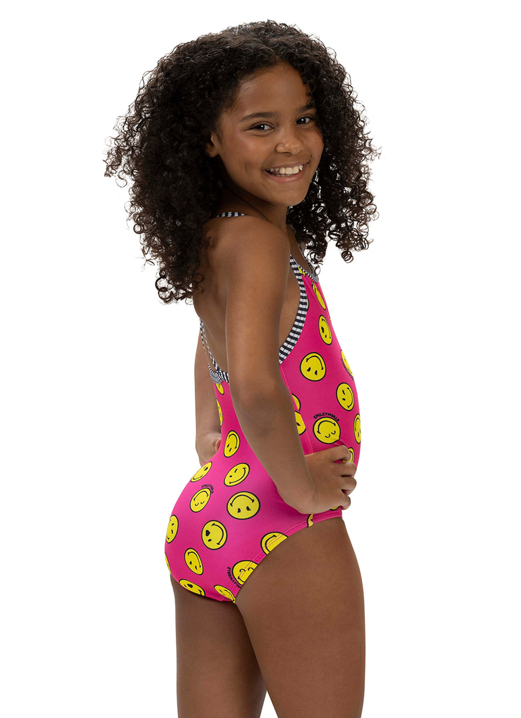 Dolfin Girls' Print Uglies X SmileyWorld One Piece Swimsuit (Big Kid)、mySite、noshort