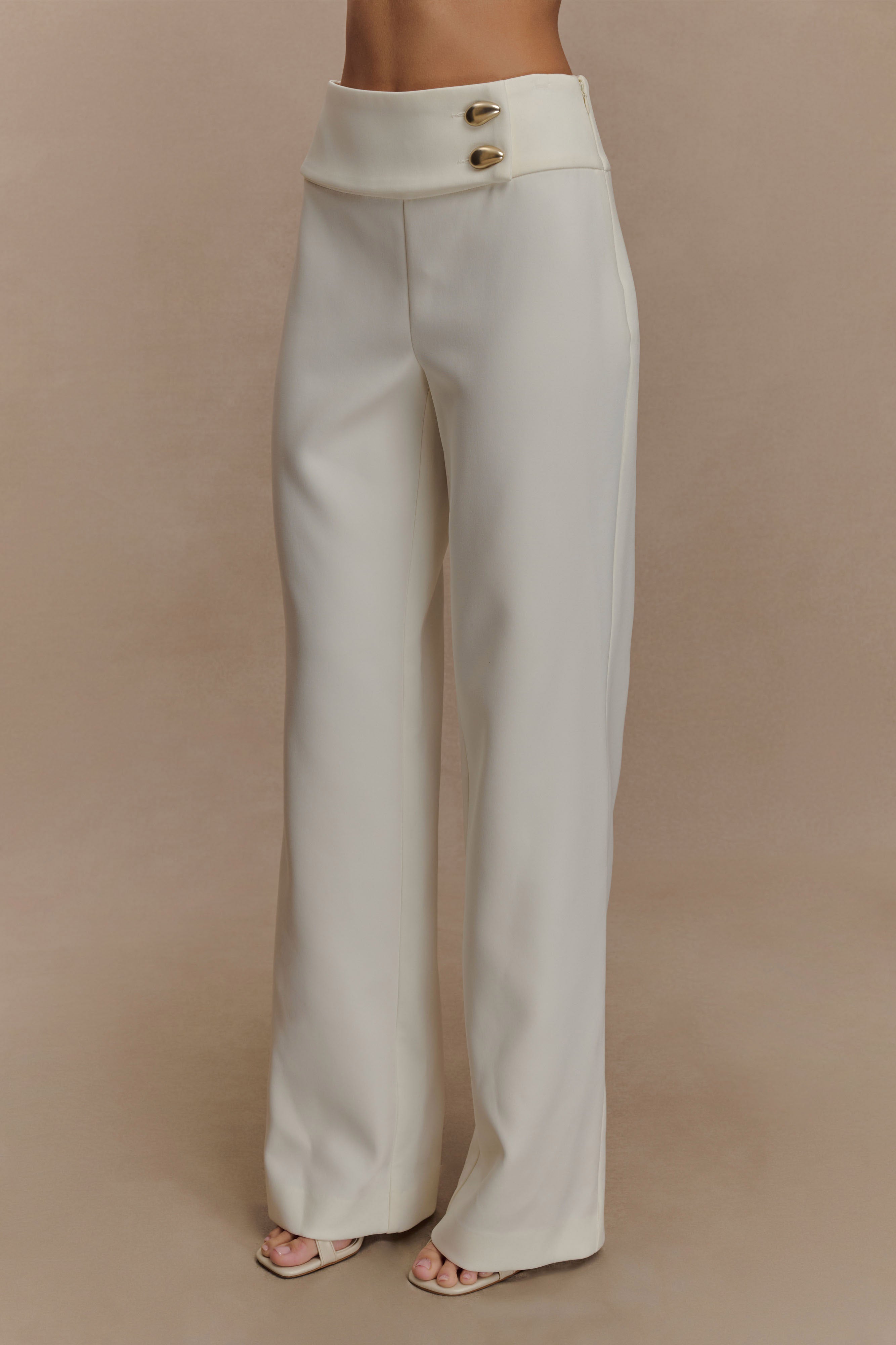 Lindie Straight Leg Suiting Pants - Ivory、mySite、solidvoid