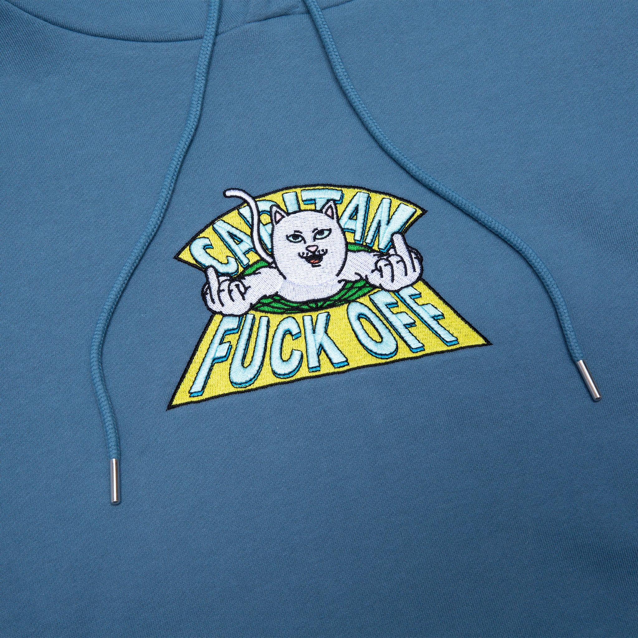  Capitan Fuck Off Embroidered Hoodie (Slate)、mySite、merchandisen