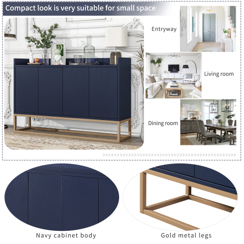 TREXM Modern Sideboard Elegant Buffet Cabinet with Large Storage Space for Dining Room, Entryway (Navy)、、casual