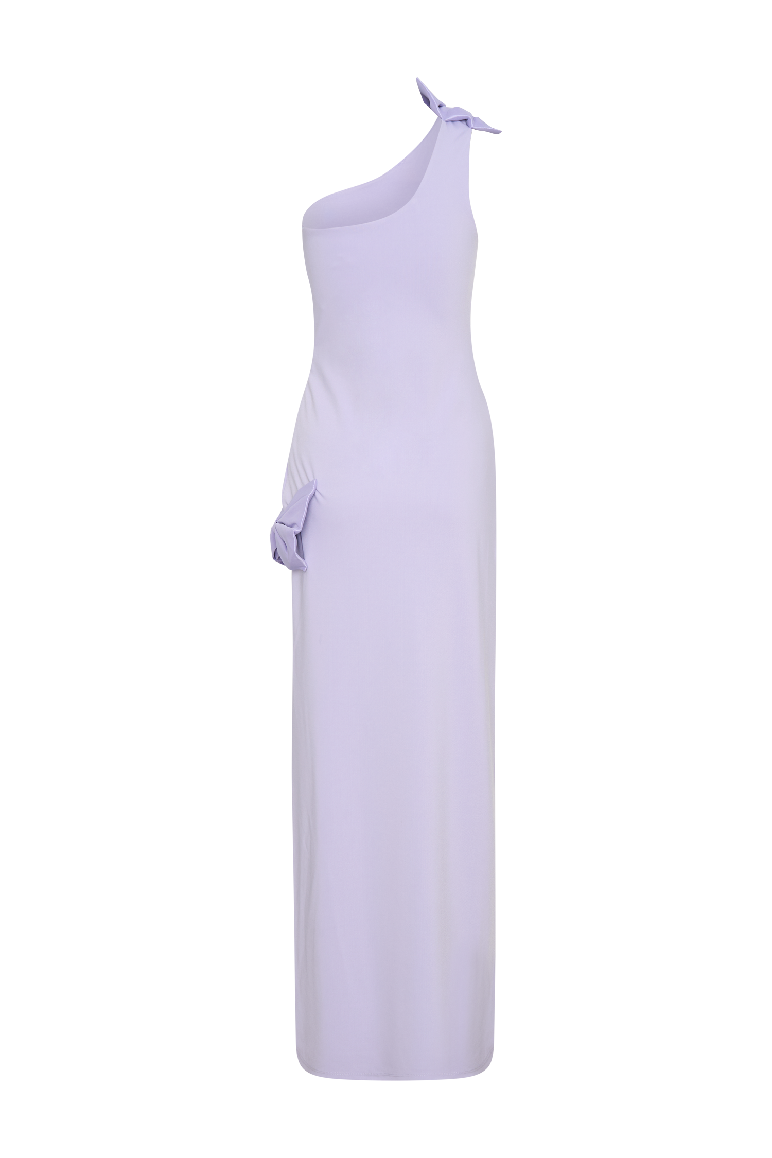 Hallie One Shoulder Bow Maxi Dress - Lilac、mySite、solidvoid