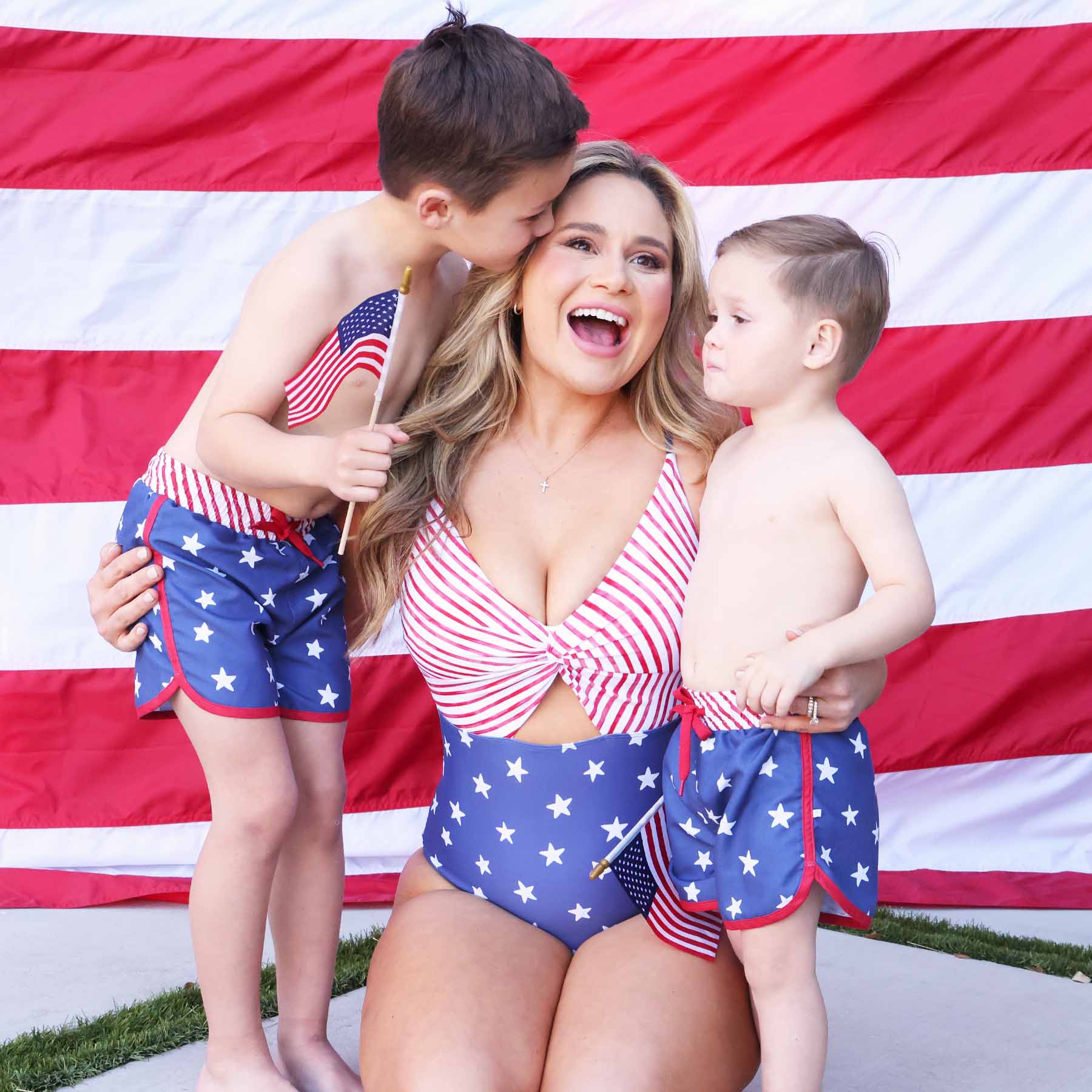  Women's Ruched Cutout One-Piece Swimsuit | Star-Spangled Summer、mySite、layawaytickets