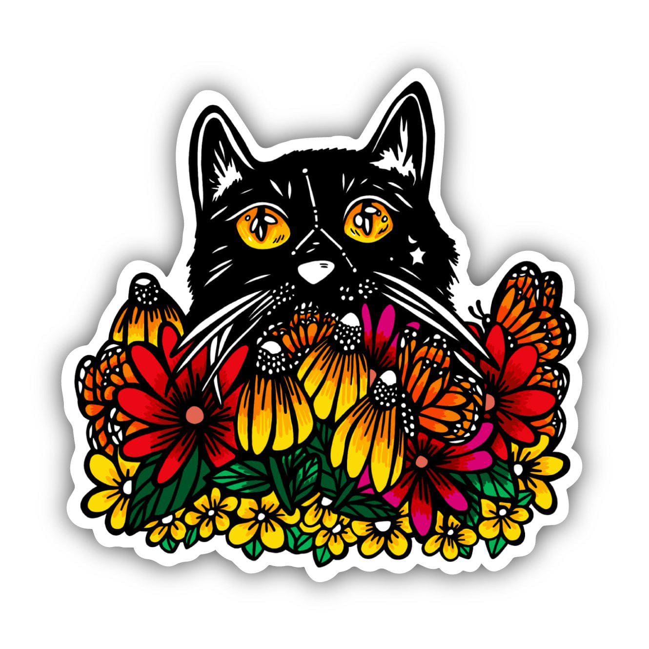  Black Cat and Butterflies Sticker、mySite、elrpsem3k