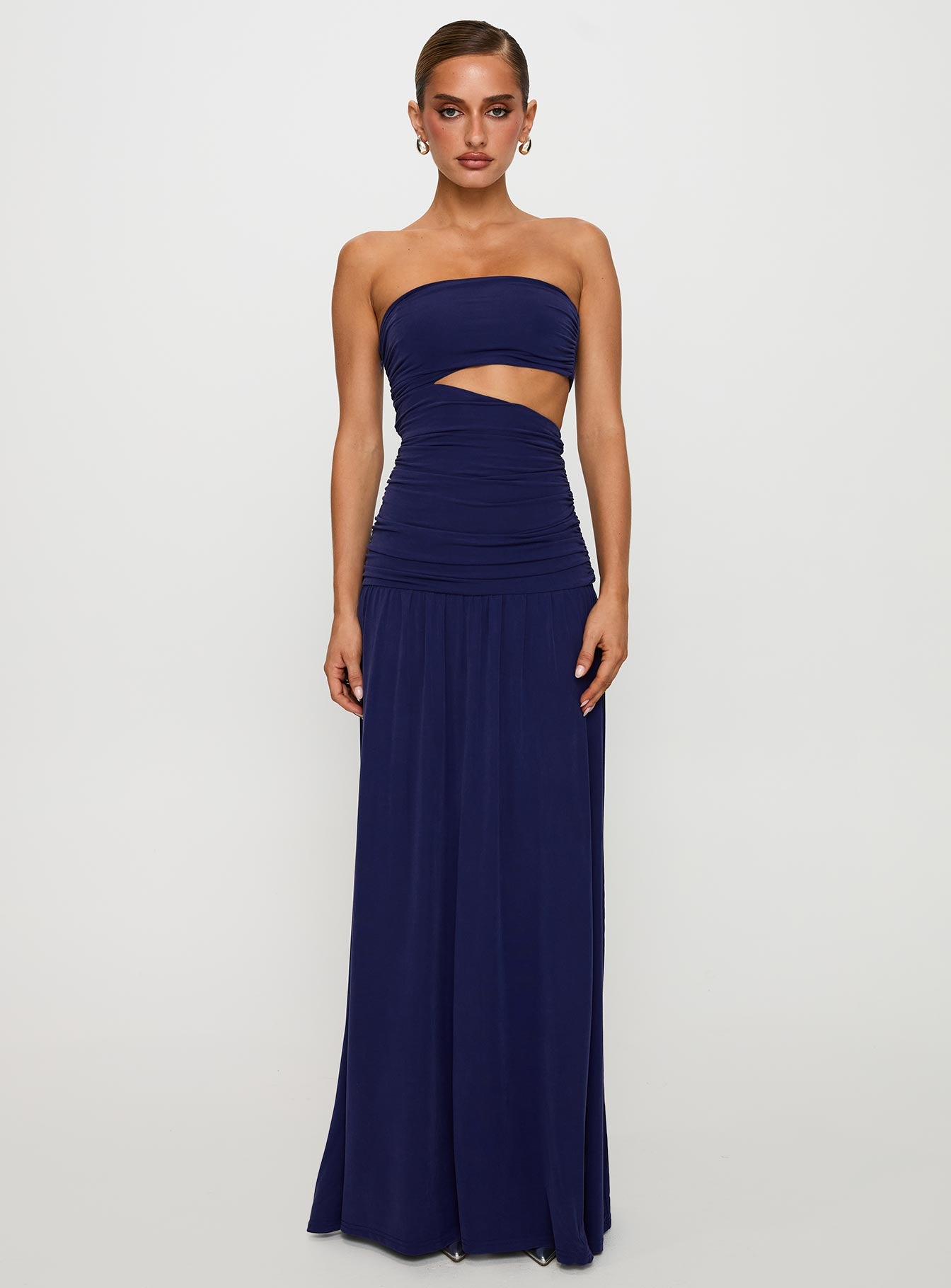 Grandeur Strapless Maxi Dress Navy、mySite、solidvoid