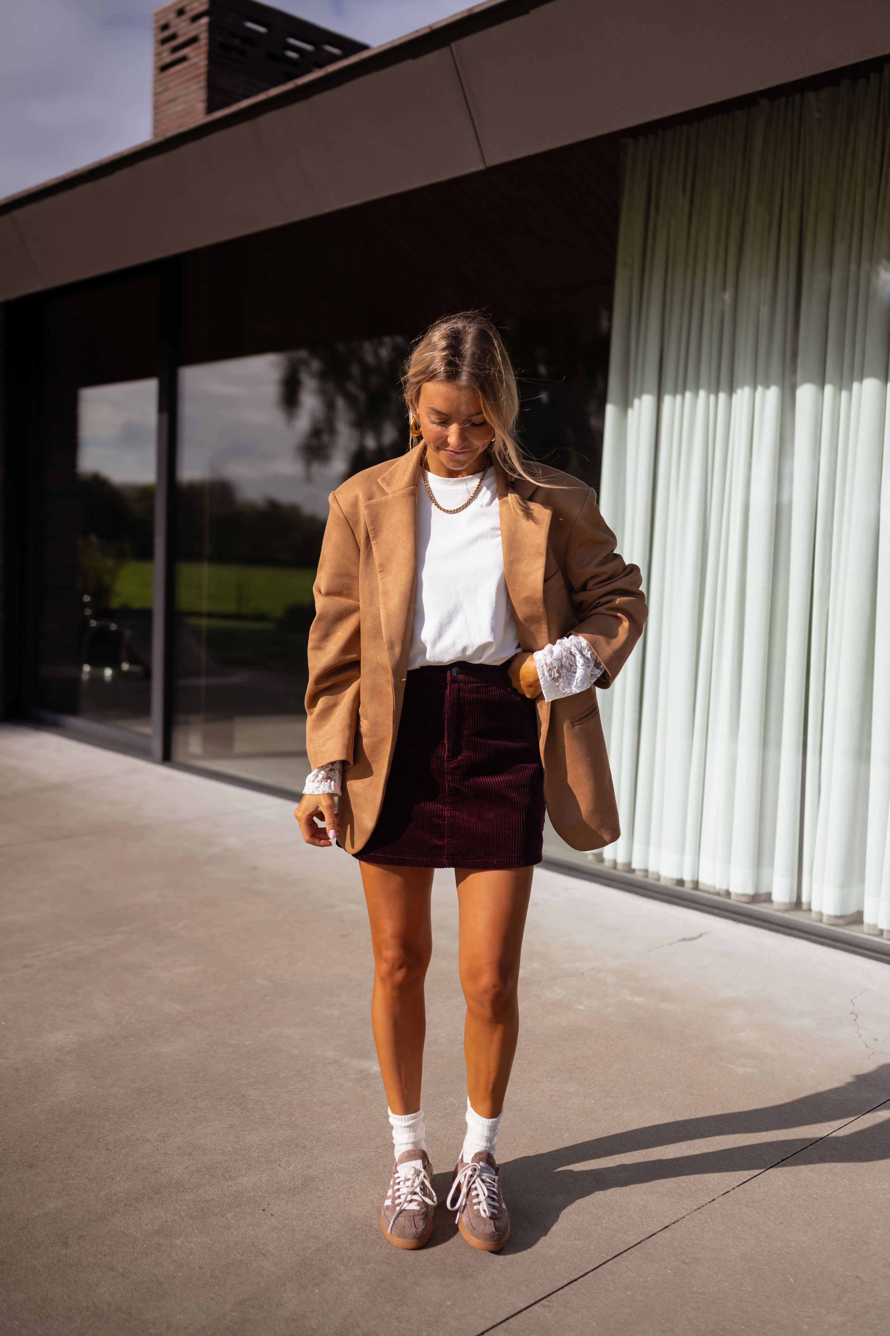 White pleated skirt