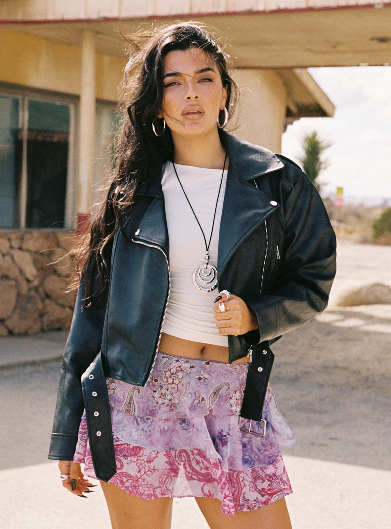 Face The Wind Faux Leather Jacket Grey、mySite、solidvoid