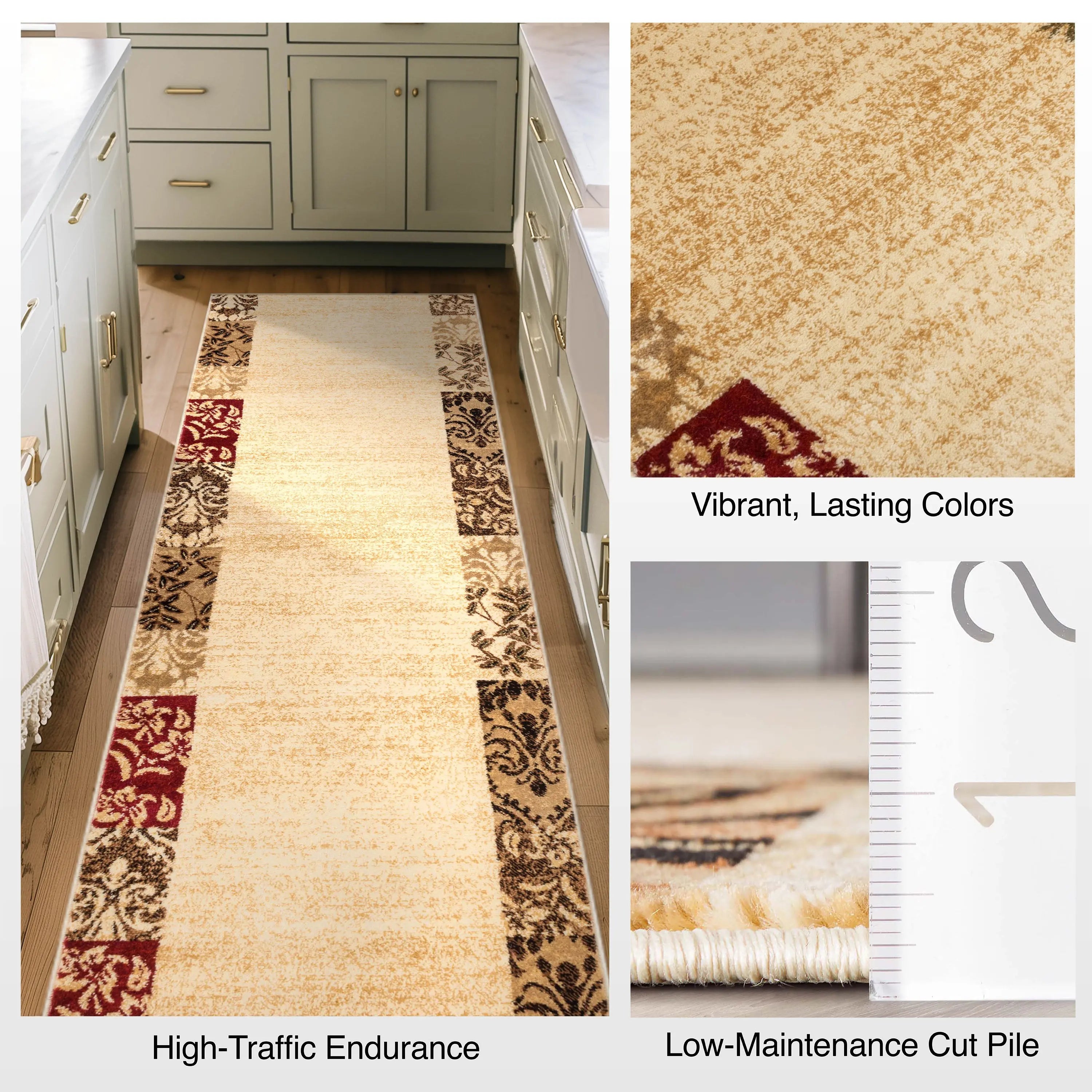 Vane Willow Damask Custom Size Runner Transitional Beige 27 Inch Wide x Choose Your Length Hallway Runner Rug、mySite、gigharbornorthrealestate
