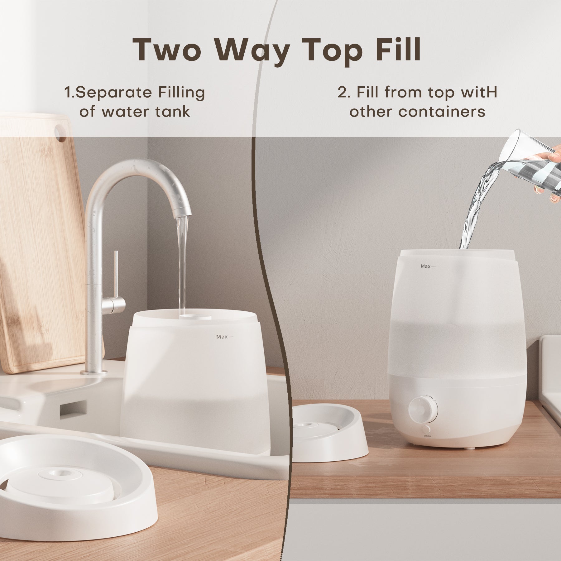 KLOUDIC Humidifier for Home Bedroom, Cool Mist Top Fill 2.5L Essential Oil Diffuser Humidifiers for Baby Nursery and Plants、mySite、fannypackpong