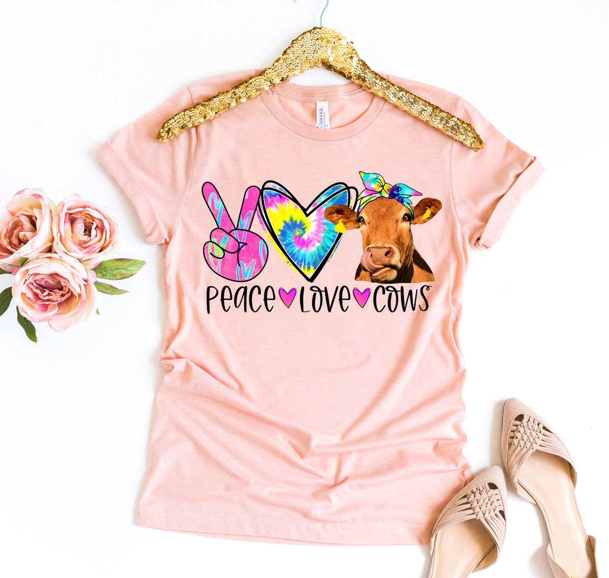 Peace Love Cows T-shirt - Bella Canvas、mySite、g9winljtr