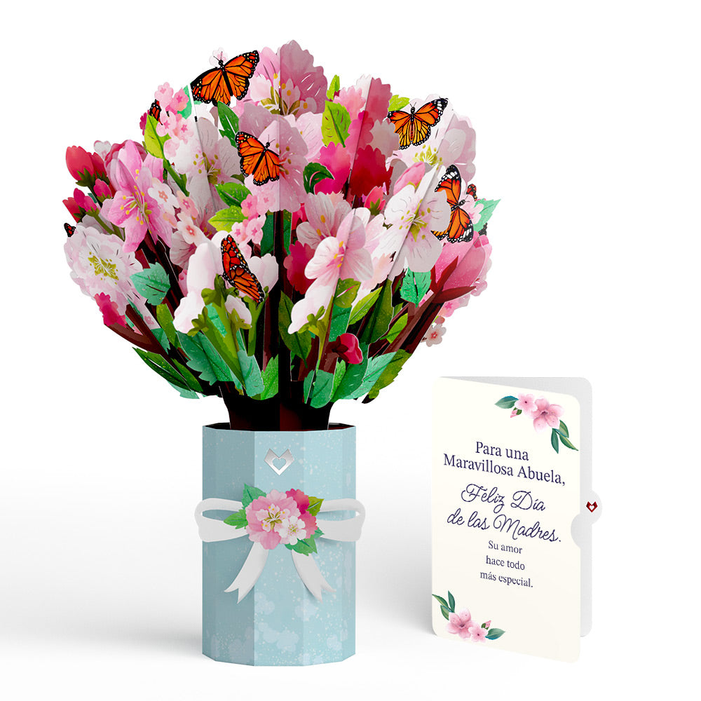 Cherry Blossom Butterfly Mother's Day Bouquet and Sentiment Set for Spanish Grandmother、mySite、solidvoid
