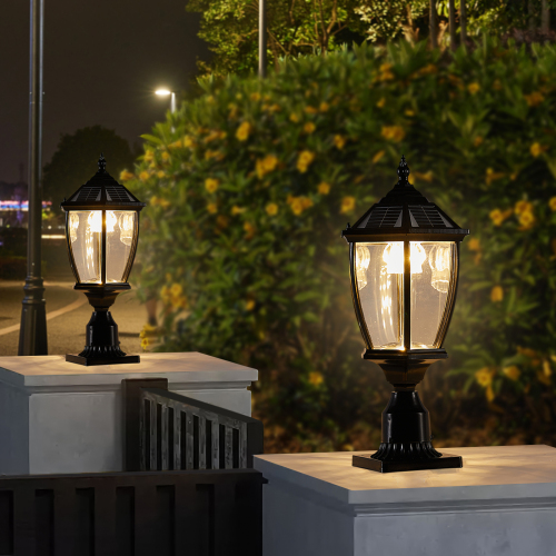 20"(H) Golden Solar Powered LED Outdoor Lantern, Vintage Garden Light with Elegant Glass Design for Pathways, Yards, and Patios (2-Pack)、、eastwooduniform