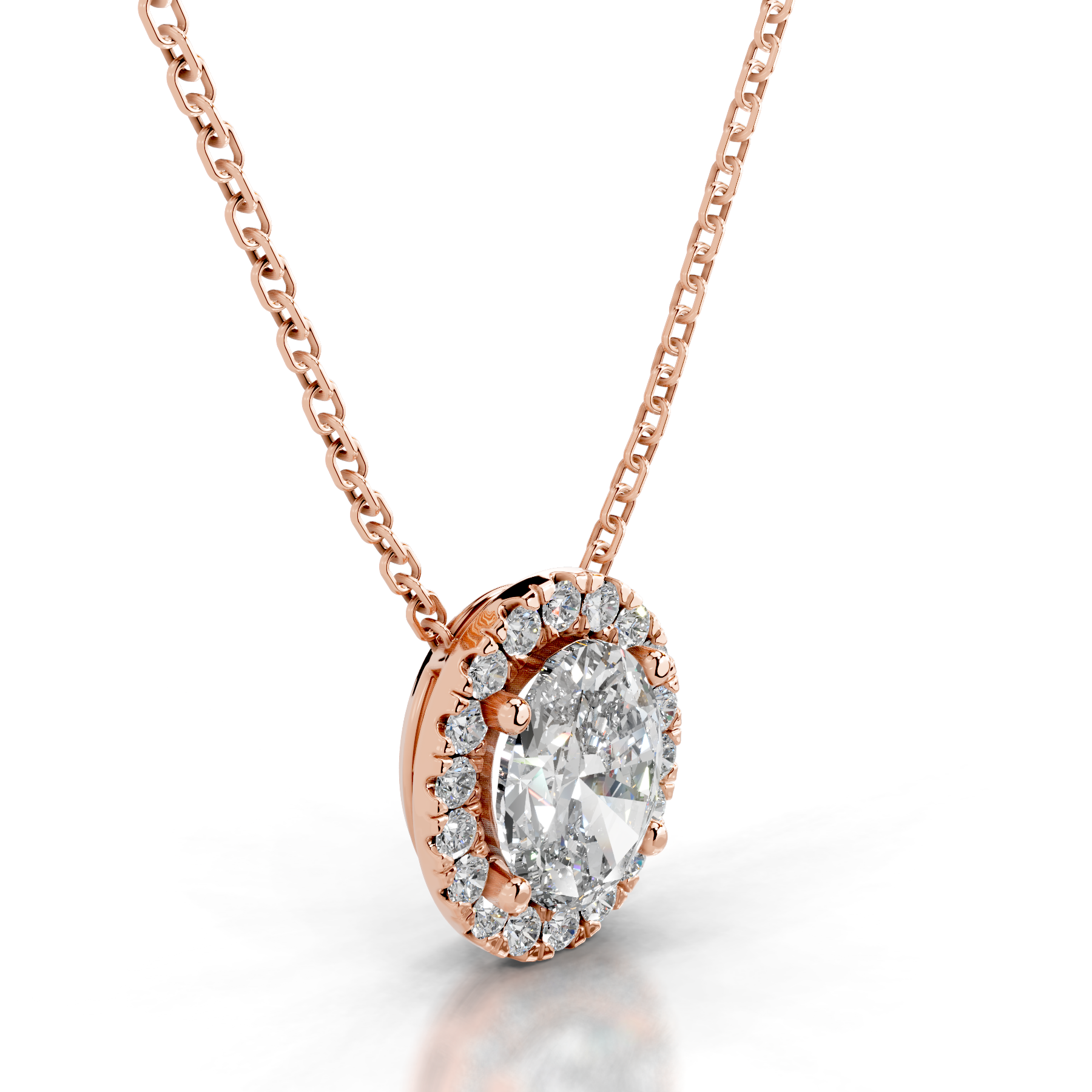 Petit Manon Lab Grown Diamond Halo Pendant -14K Rose Gold、mySite、hinf8tx79