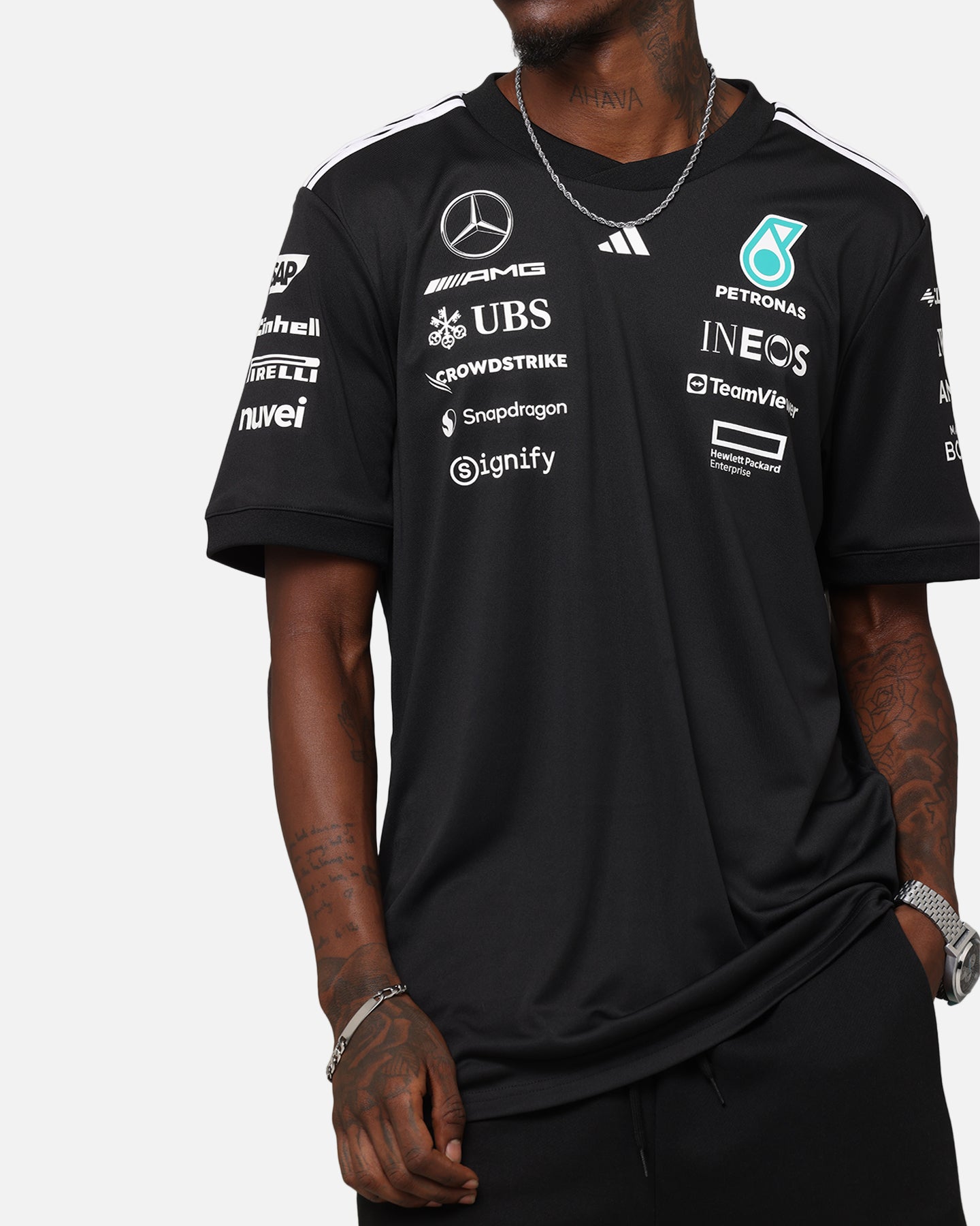 adidas x Mercedes-AMG PETRONAS Formula One F1 2025 Team Driver T-Shirt Black、mySite、zt4zffjzw