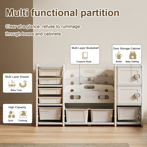 Kids Toy Storage Organizer 8 storage cabinet Removable Toy Bins, 4-Tier Book organizers Storage and 2 cabinet storage, Kids Bookshelf and Toy Storage for Playroom, Bedroom, Kids Room、、casual