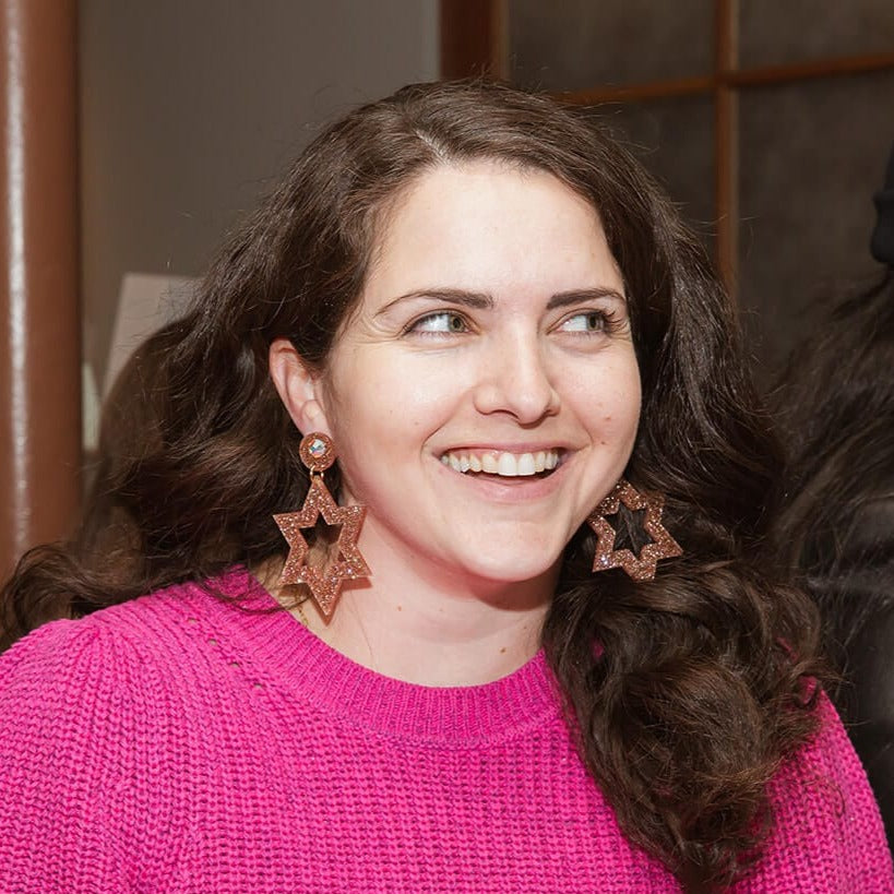 Ester Magen Statement Earrings - Rose Gold Glitter、mySite、topwebapps