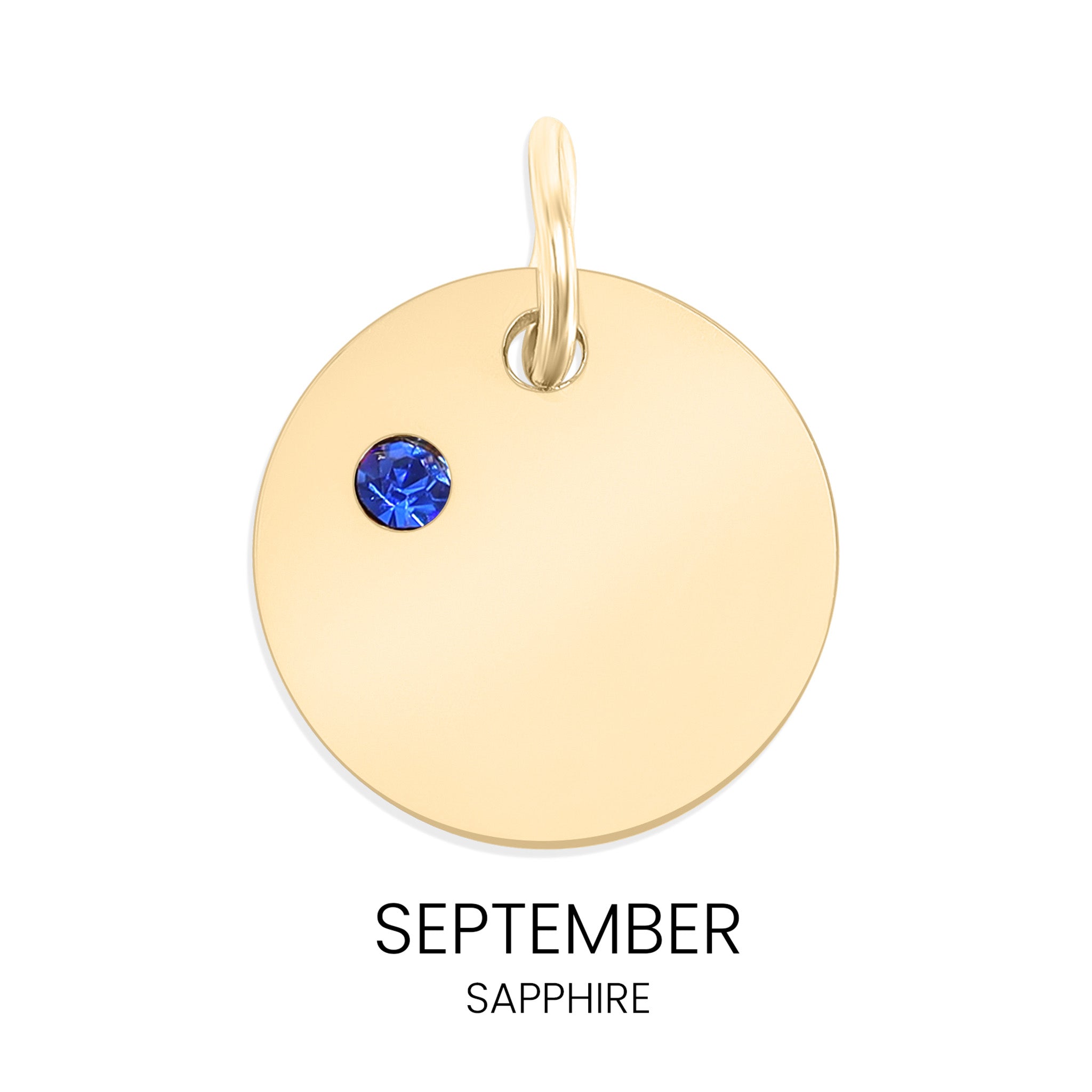 18K Gold PVD Stainless Steel CZ Birthstone Blank Circle Charm / SBB0320、mySite、dreamappss