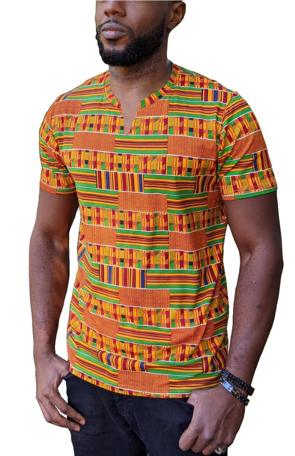 Dupsie's Nsroma Kente African Print Washoge Tee T-Shirt WHAKPS10、mySite、solidvoid