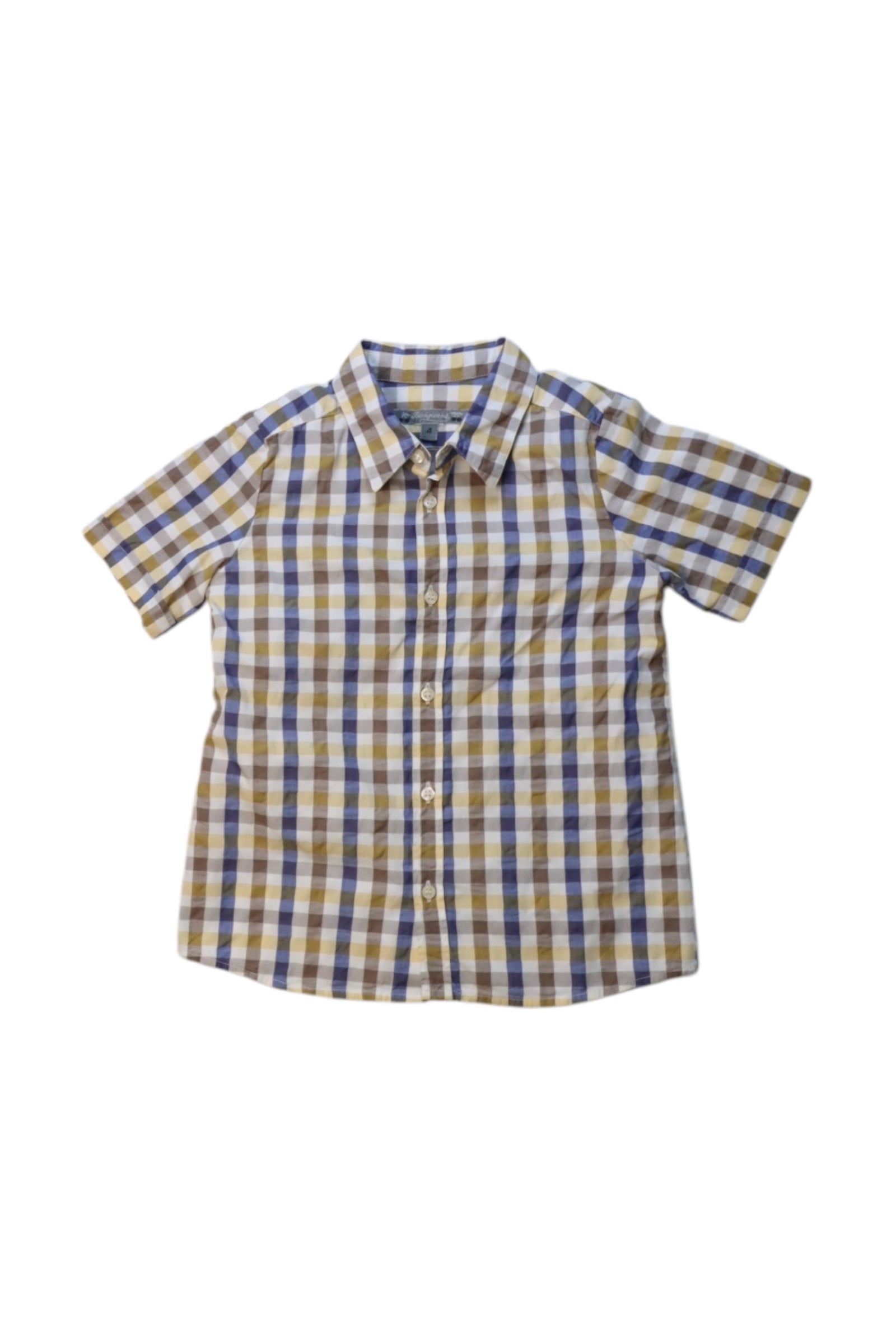 Bonpoint Checkered Short Sleeve Shirt 4T、mySite、g9winljtr