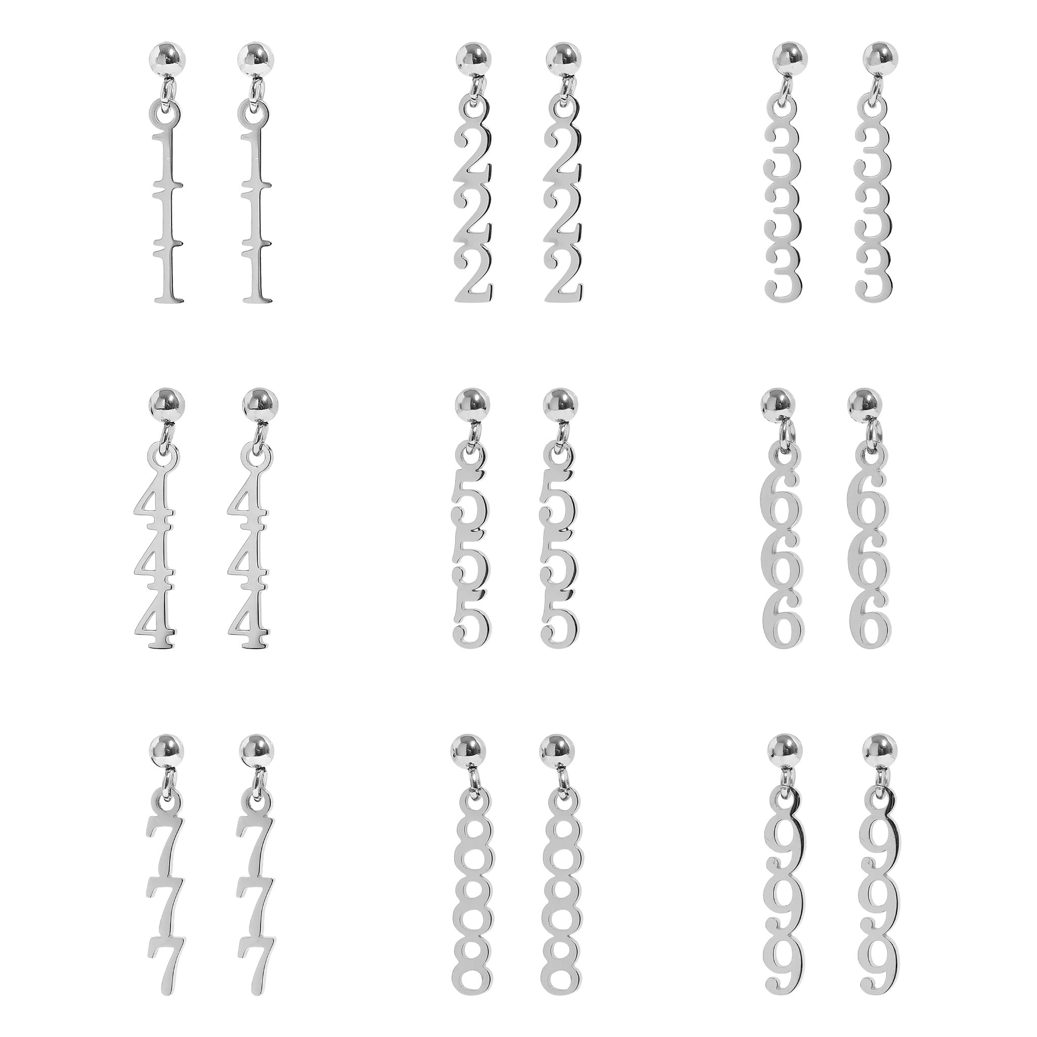 27 PC 18K Gold Stainless Steel Angel Number Earring Set / BND0054、mySite、dreamappss