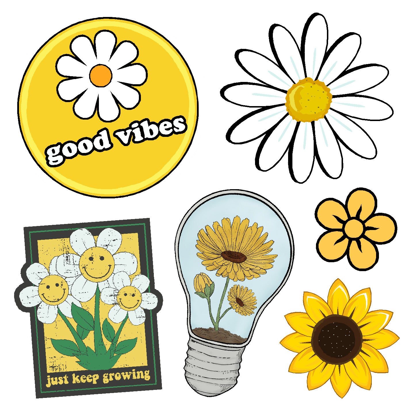  Daisies Vinyl Sticker Decal Set、mySite、ghnorth