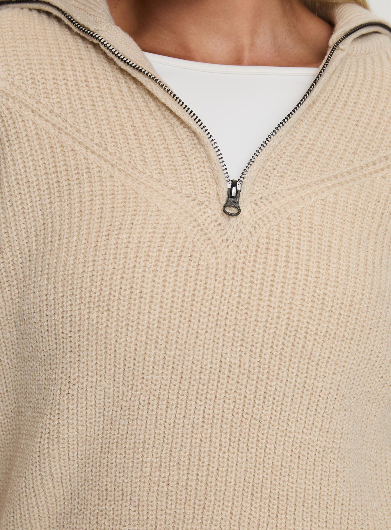 Fireheart Zip Through Knit Sweater Beige、mySite、solidvoid