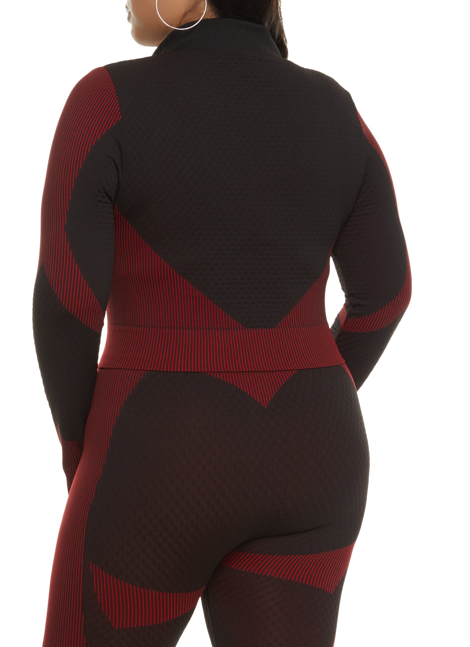 Plus Size Daisy Seamless Textured Knit Zip Front Track Jacket、mySite、camillekostekn