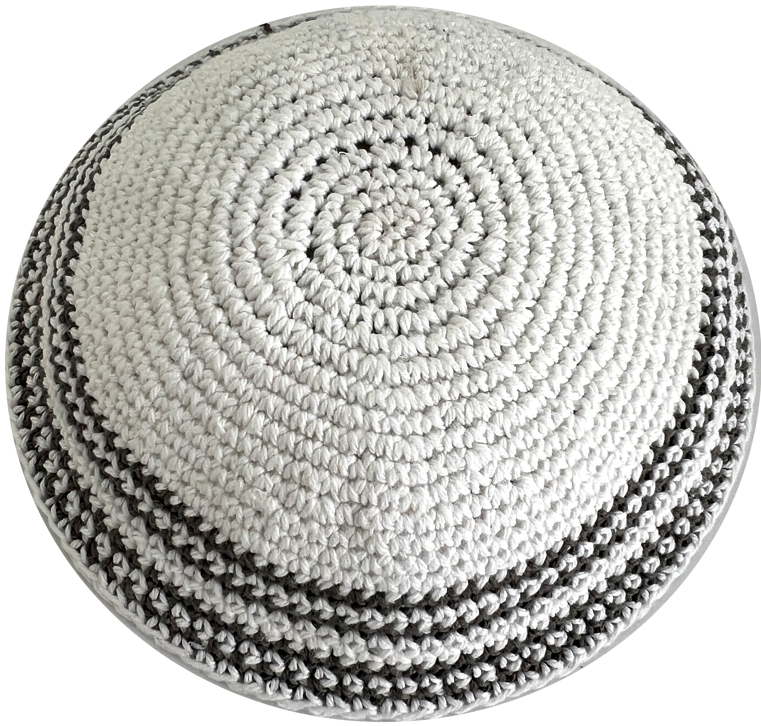 Holy Land Market White/Grey 17cm DMC 100% Knitted Cotton Kippah Torah Chabad Yarmulke Jewish、mySite、topwebapps