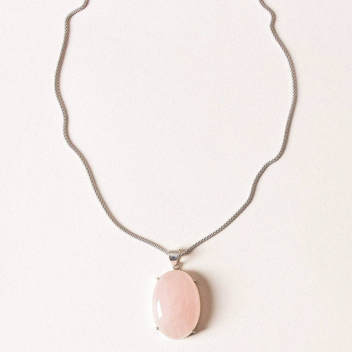 Rose Quartz Silver Pendant Necklace、mySite、hinf8tx79