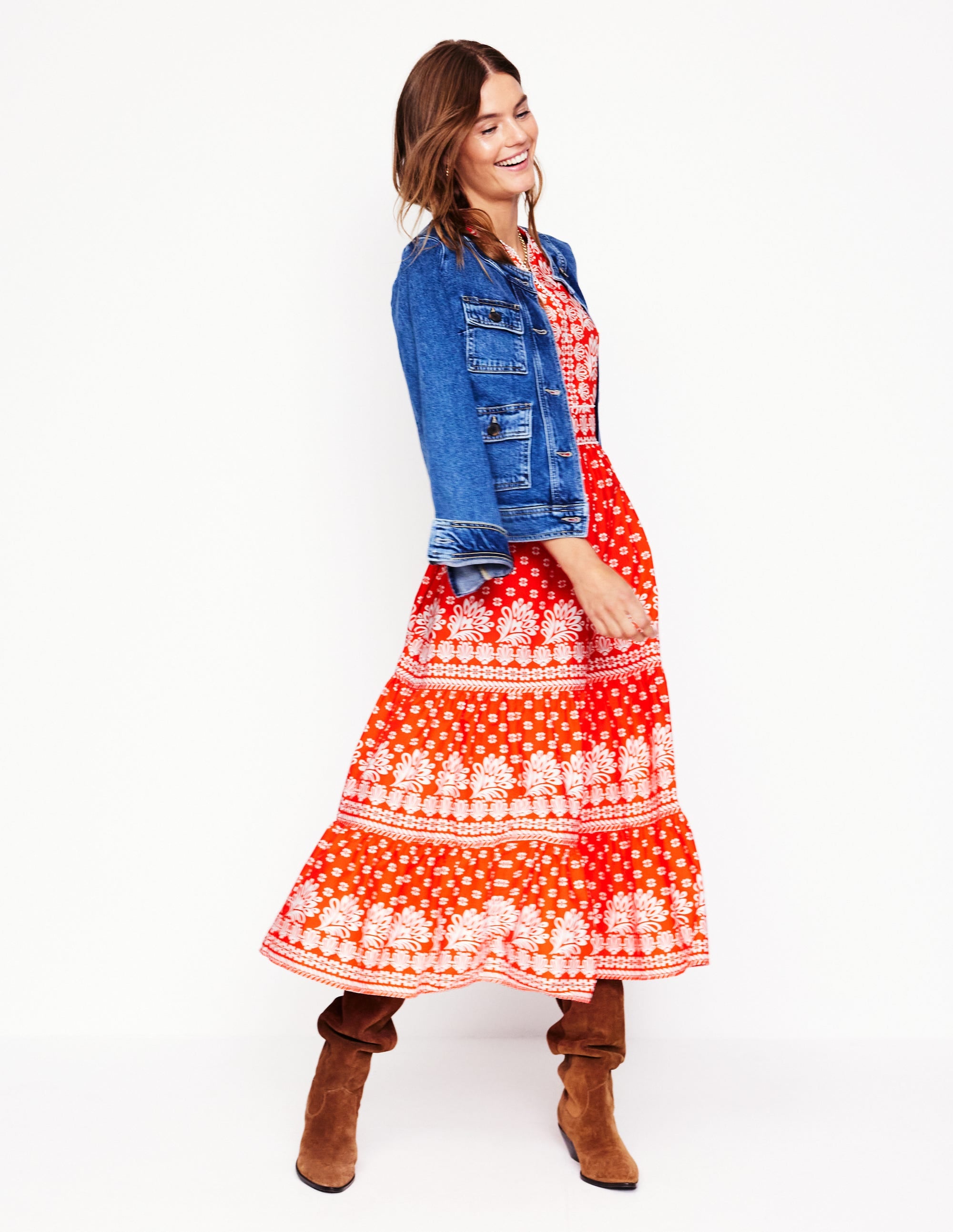  Violet Cotton Midi Dress-Firecracker Red, Palm Flora、mySite、ashleygrahame