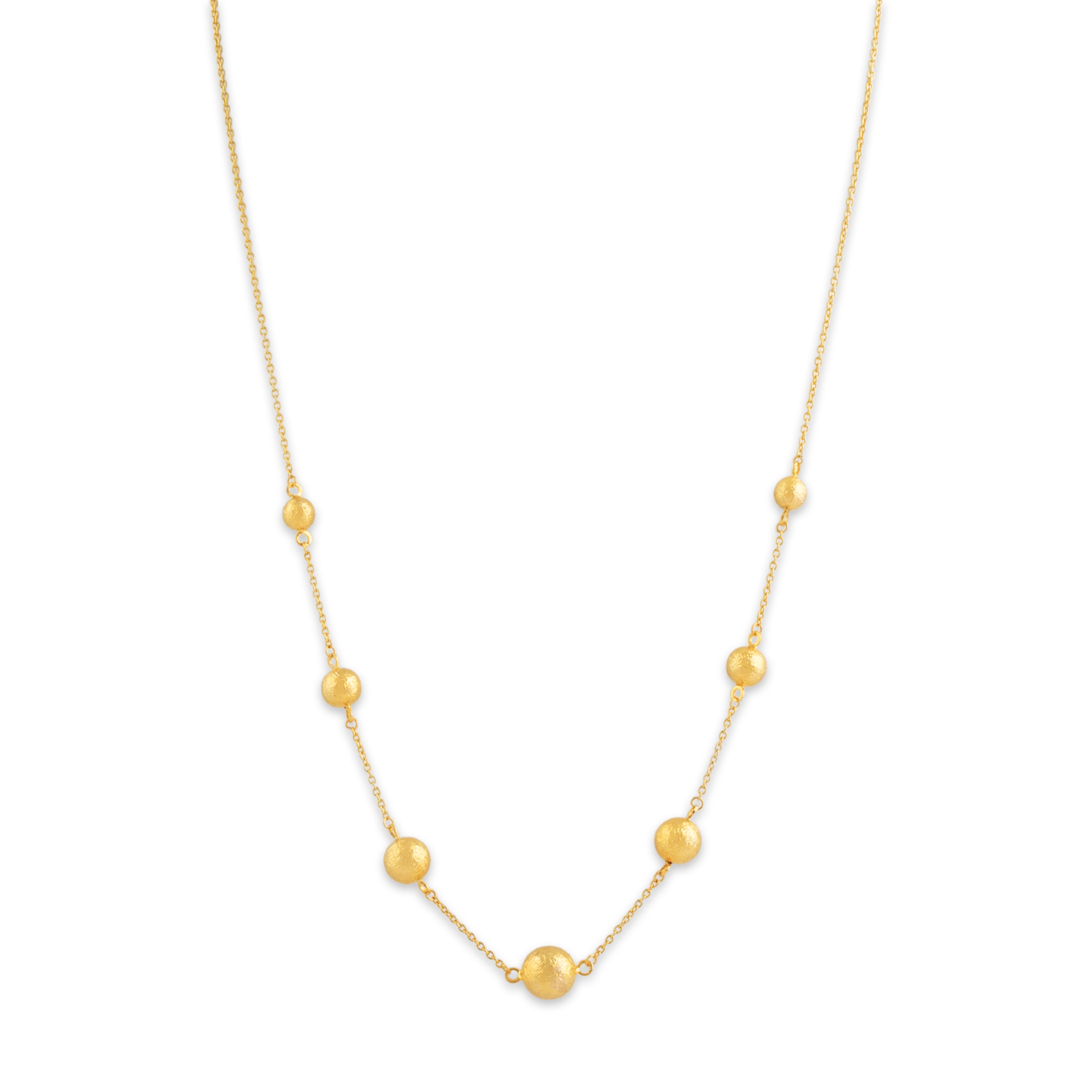 Vintage 14k Yellow Gold Hammered Bauble Station Necklace 18、mySite、hinf8tx79