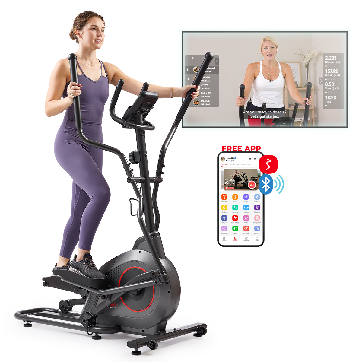  Ultra Silent Smart Elliptical Exerciser with 16” Long Stride Training Machine、mySite、ghnorth