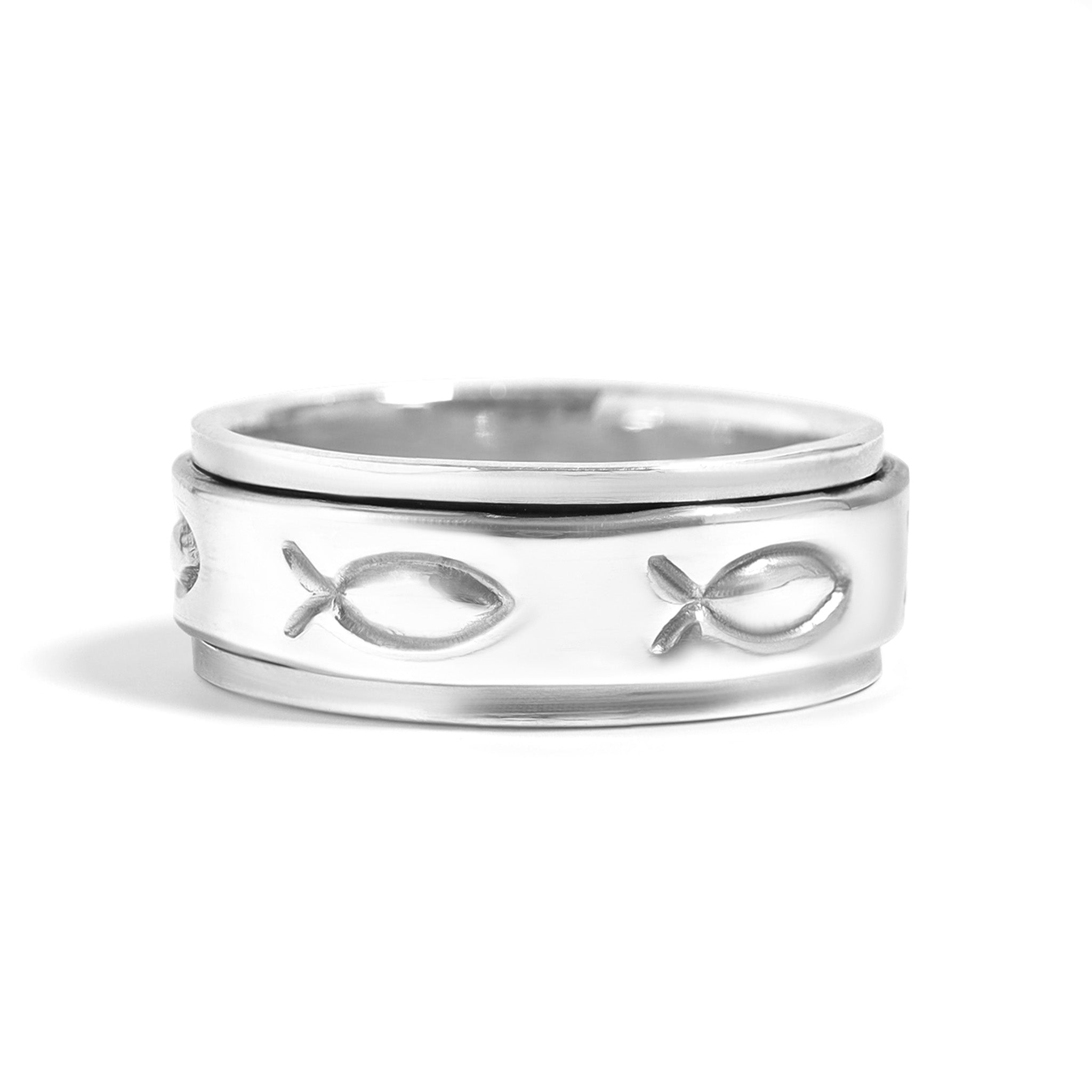 Sterling Silver Fish Ichthys Spinner Ring / SSR0032、mySite、dreamappss