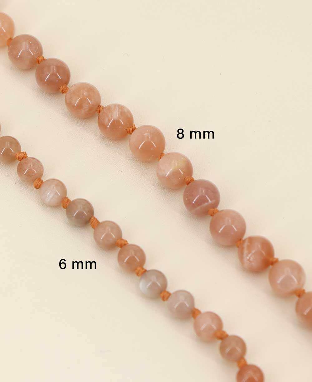 Serene Peach Moonstone Beads Meditation Knotted Mala、mySite、topwebapps