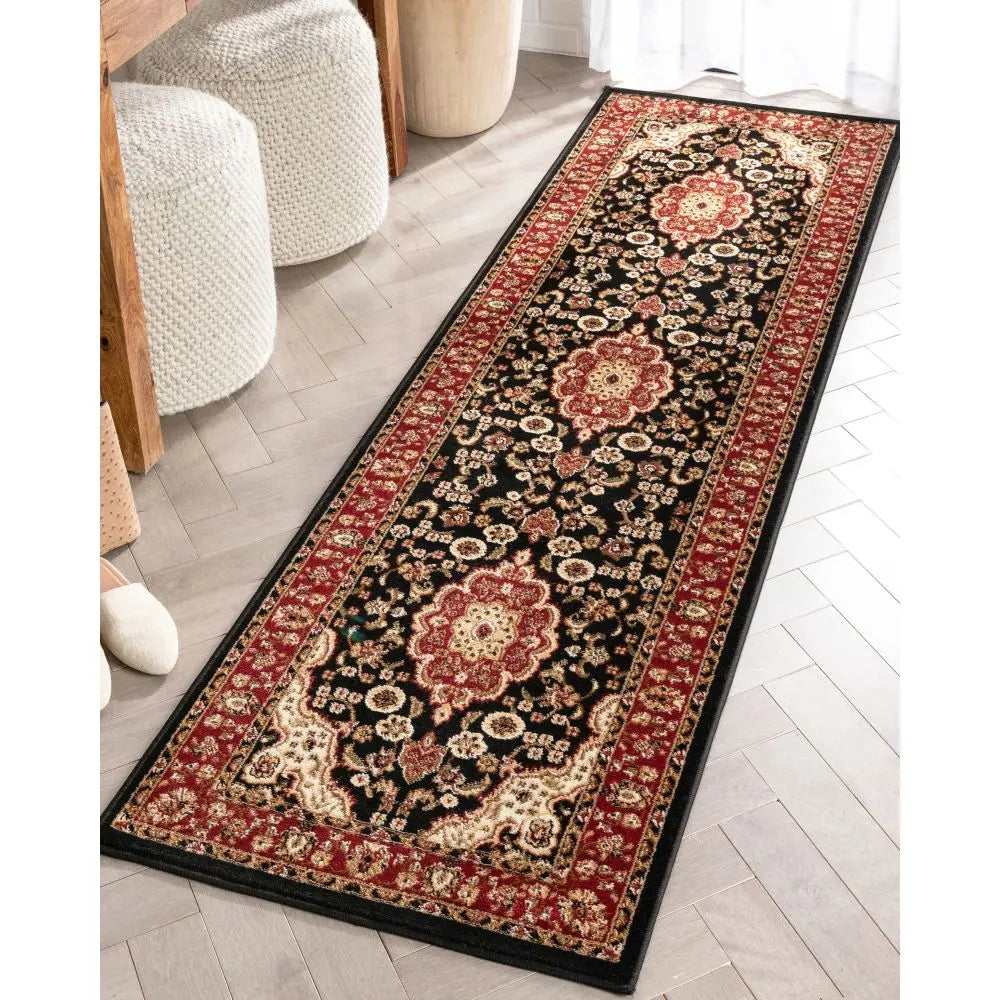 Medallion Kashan Black Traditional Rug、mySite、gigharbornorthrealestate