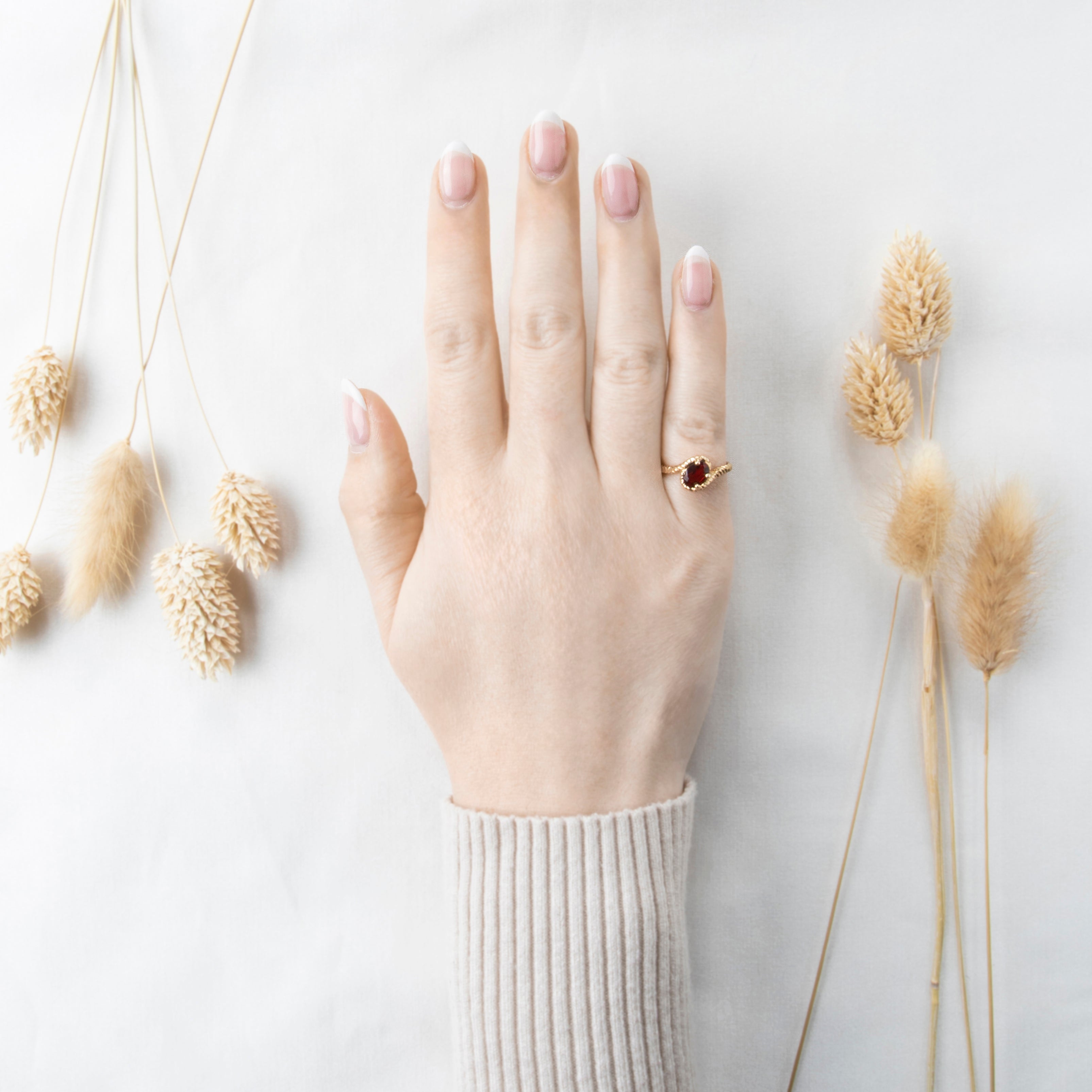 Vintage 10k Yellow Gold Garnet Dainty Ribbed Bypass Ring 6.00、mySite、hinf8tx79