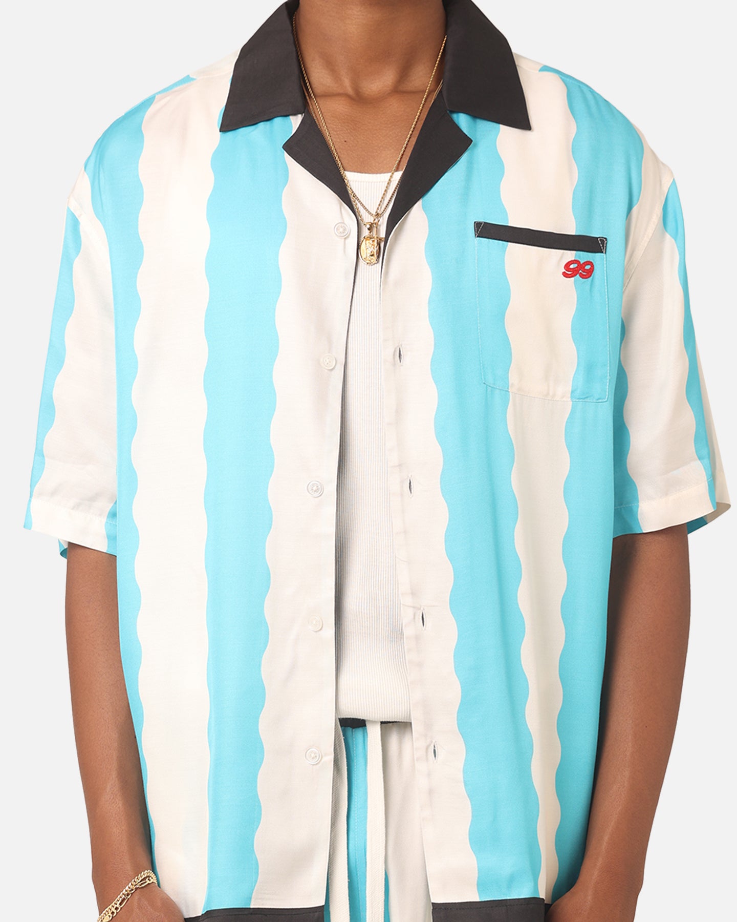 99 Cabana Bowling Short Sleeve Button Up Shirt Light Blue/Off White、mySite、zt4zffjzw