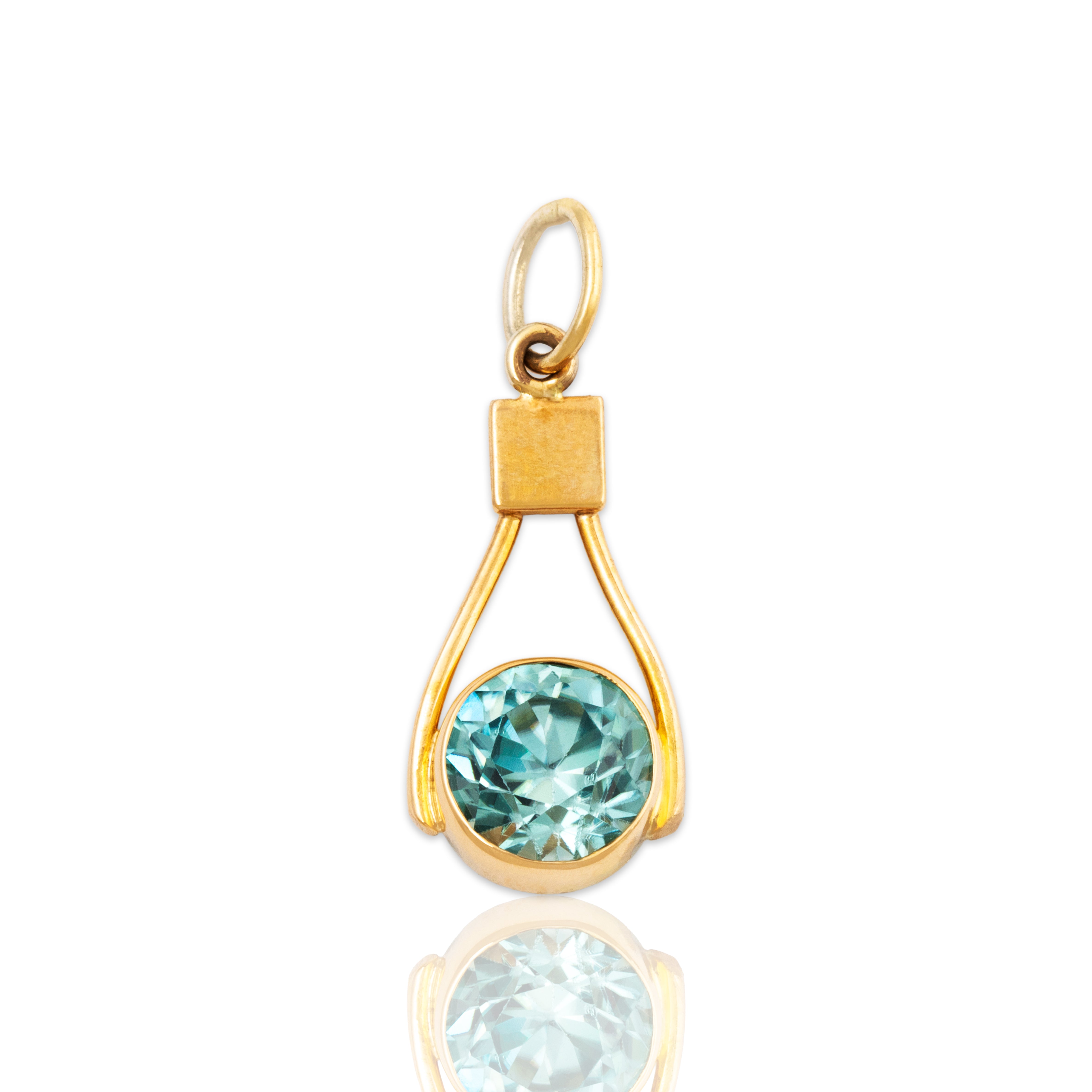 Vintage 10k Yellow Gold 1.5ct Blue Zircon Brilliant Modern Pendant、mySite、hinf8tx79