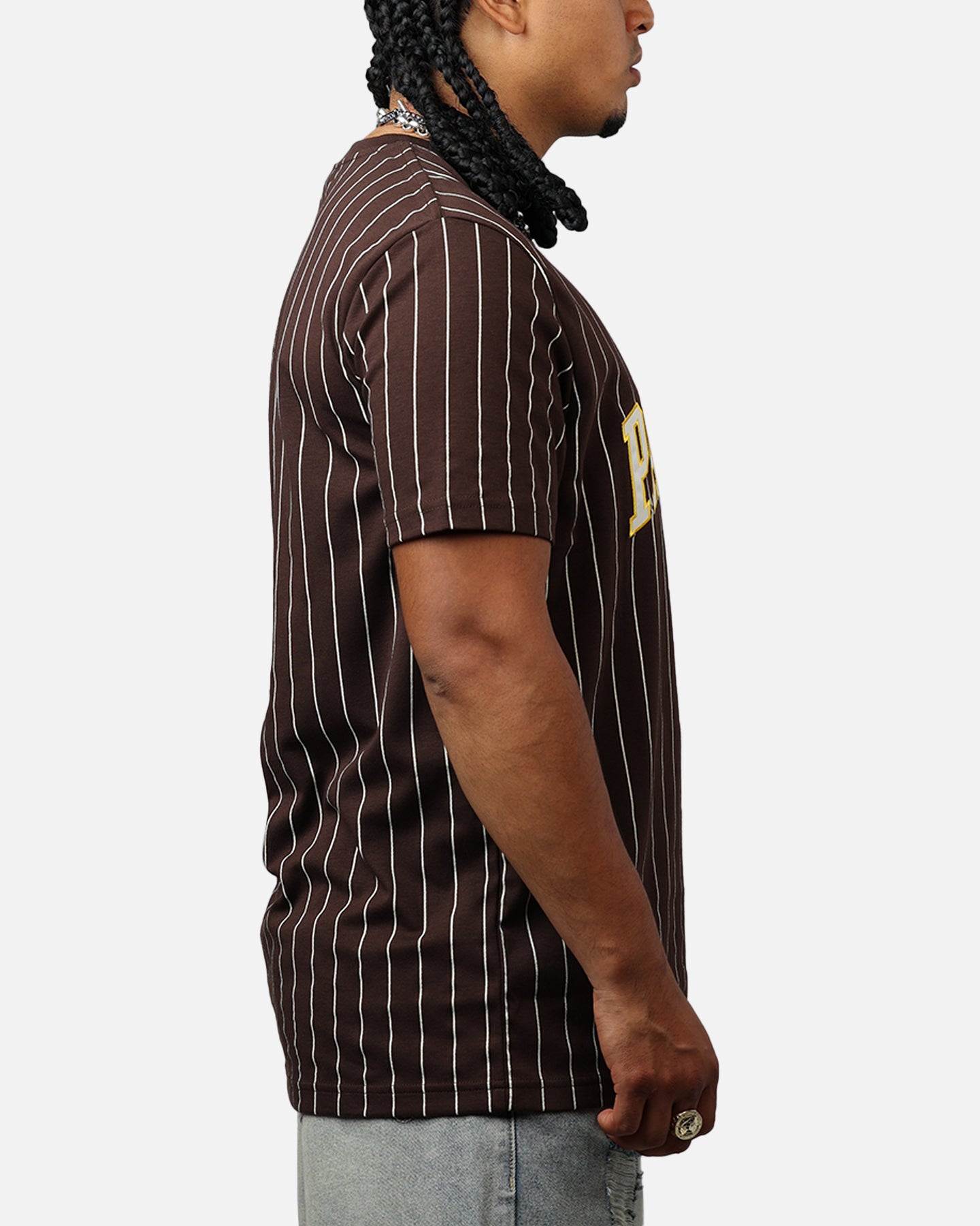 New Era San Diego Padres Throwback Pinstripe T-Shirt Brown、mySite、zt4zffjzw