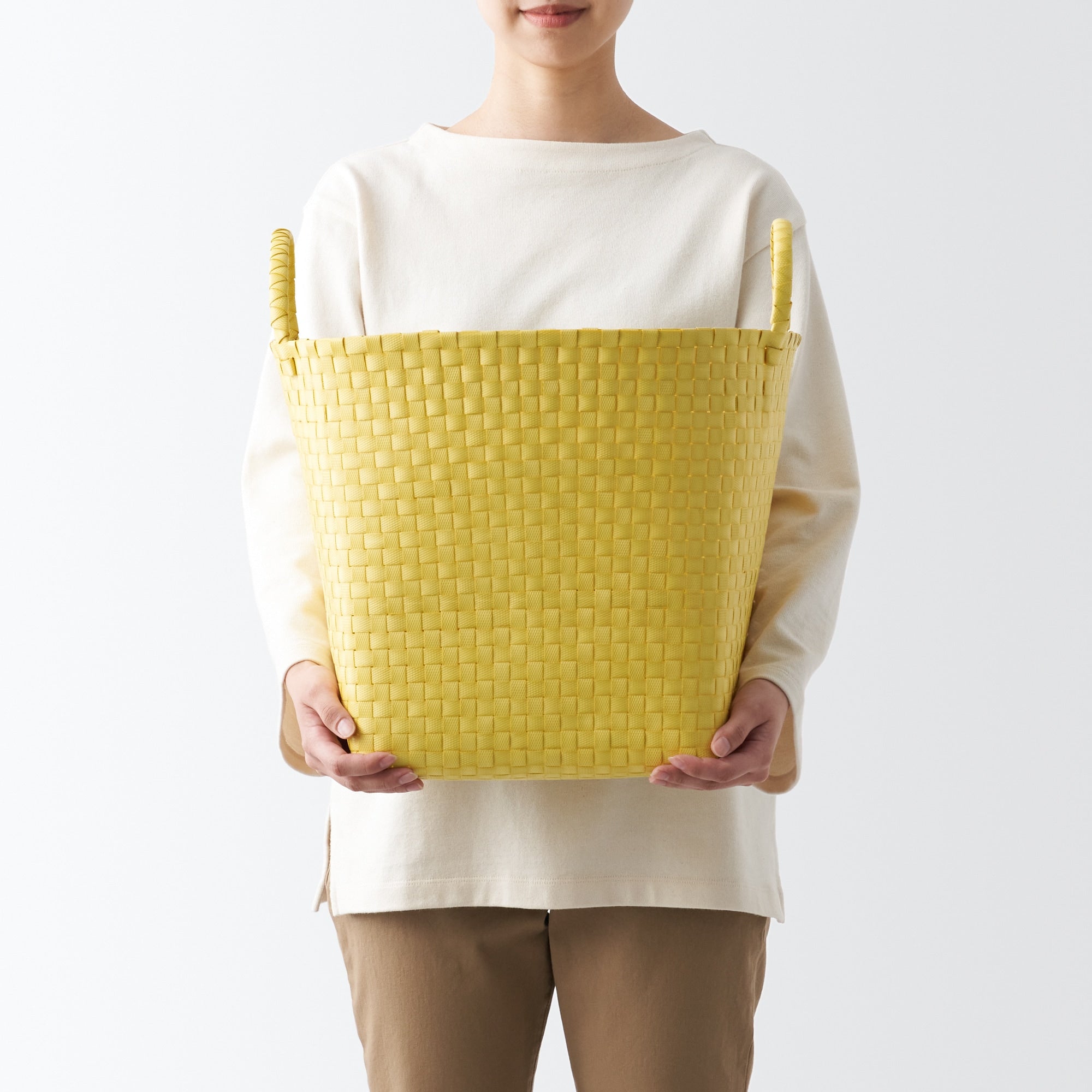  Recycled Polypropylene Strap Weave Basket - Yellow - Large (dia. 15.7 x H12.6)、mySite、sugarbowlscore
