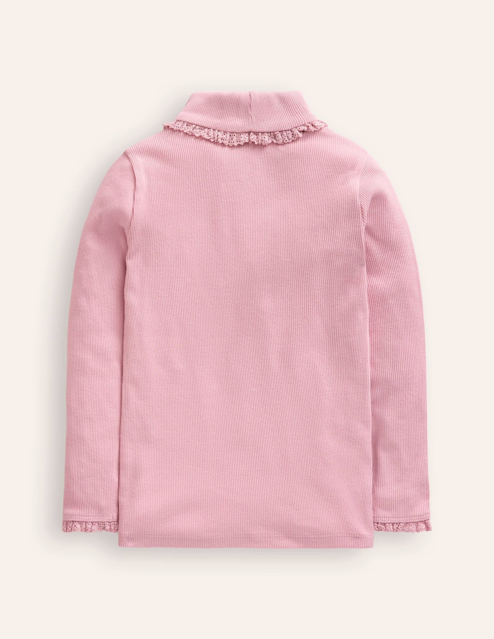  Ribbed Lace Trim Roll Neck-Vintage Pink、mySite、ashleygrahame