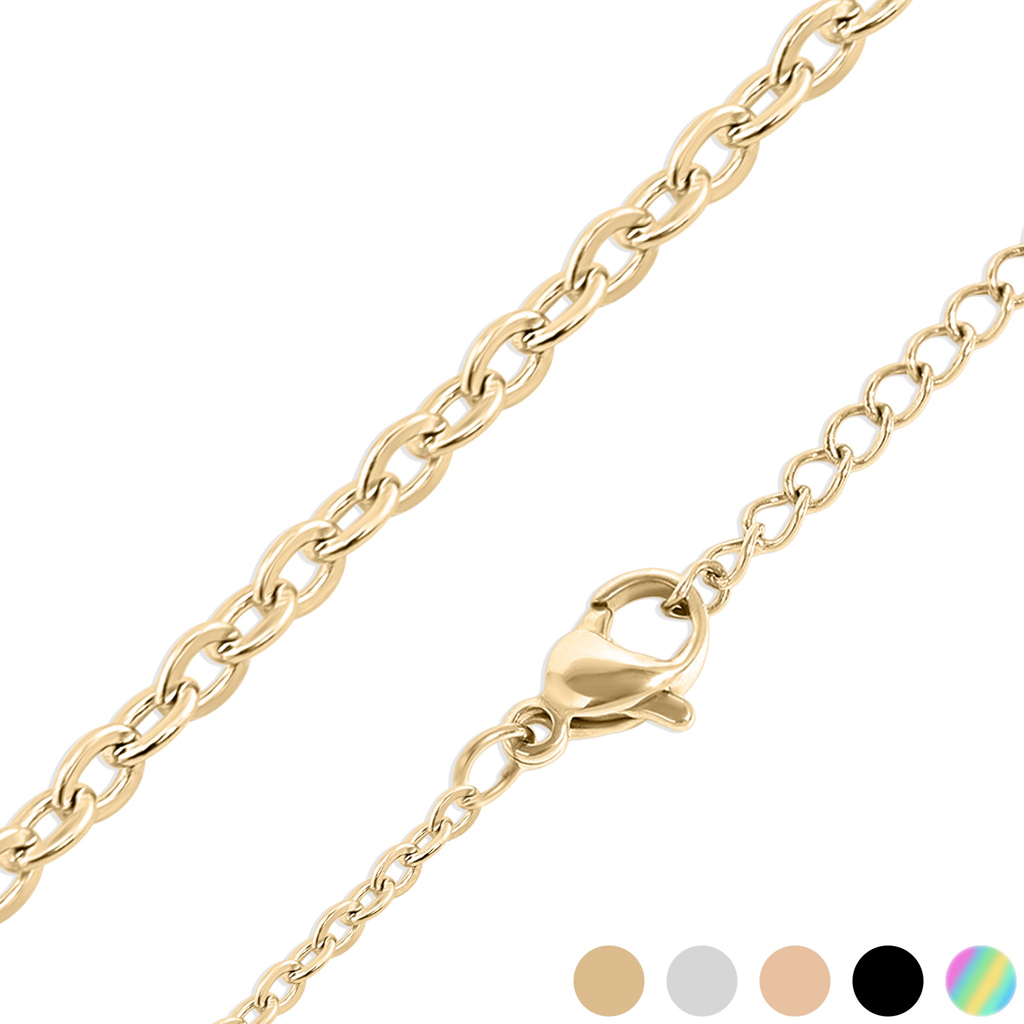 18K Gold PVD Stainless Steel PVD Coated Loop/Cable Chain Necklace / CHN3011、mySite、dreamappss