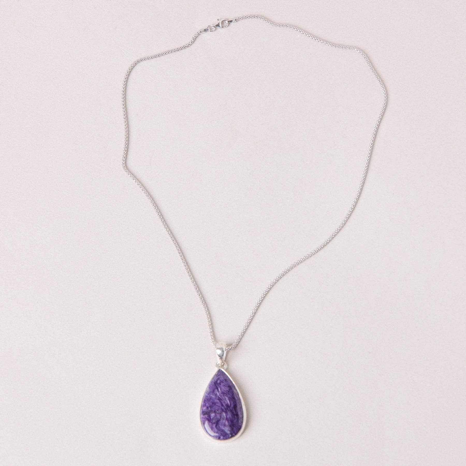 Charoite Teardrop Pendant Necklace、mySite、hinf8tx79