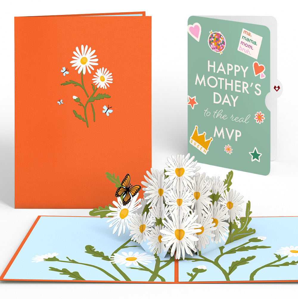 Daisies with Monarch Butterfly Mother's Day Pop-Up Card and The real MVP Sentiment Set、mySite、solidvoid