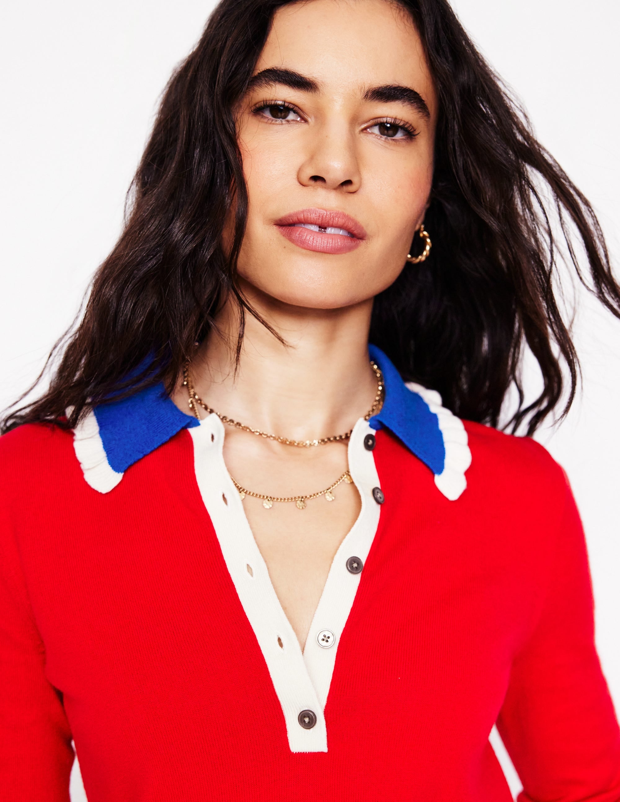  Frilled Cotton Blend Sweater-Poppy Red、mySite、ashleygrahame