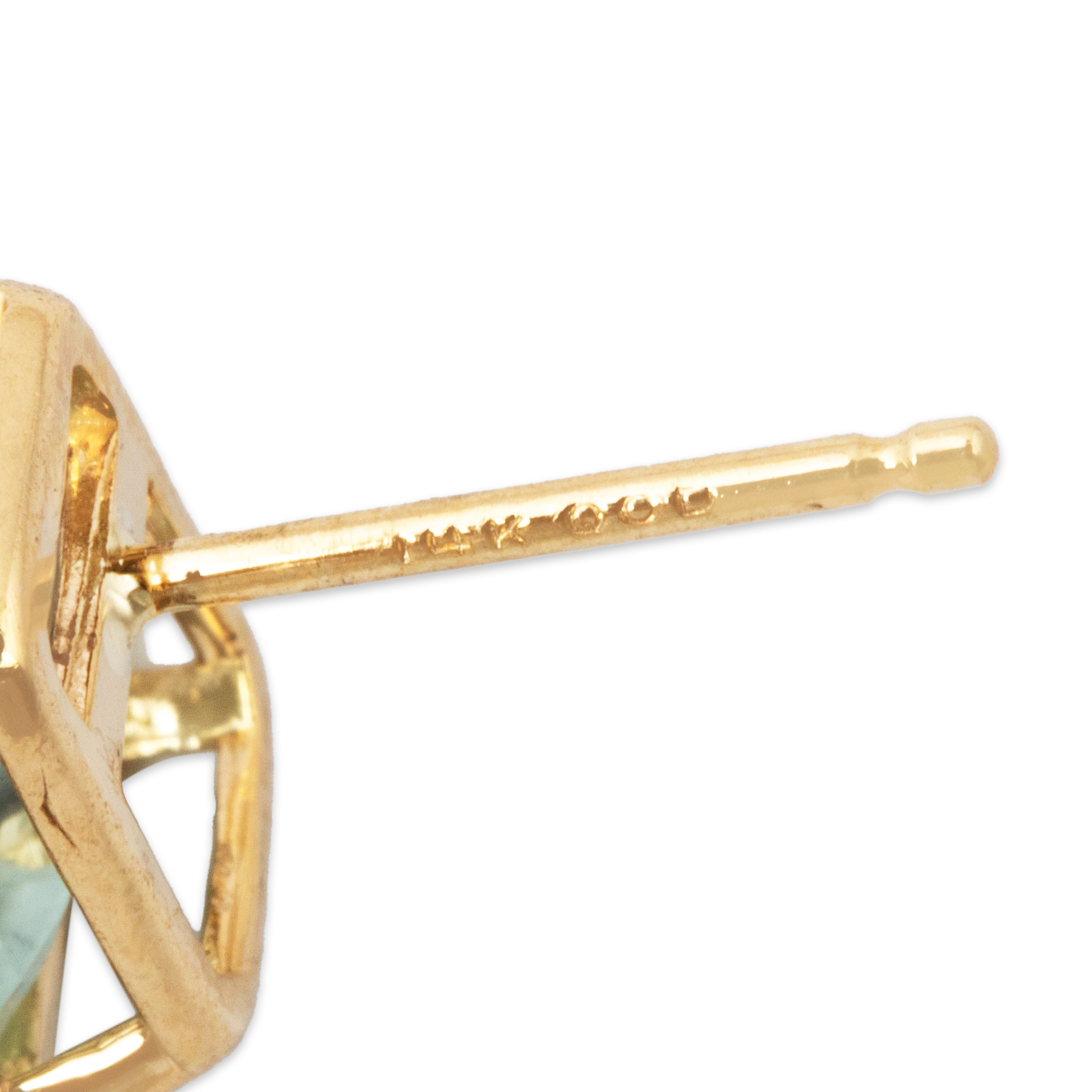 Vintage 14k Yellow Gold 3.82cttw Aquamarine Emerald-Cut Stud Earrings、mySite、hinf8tx79