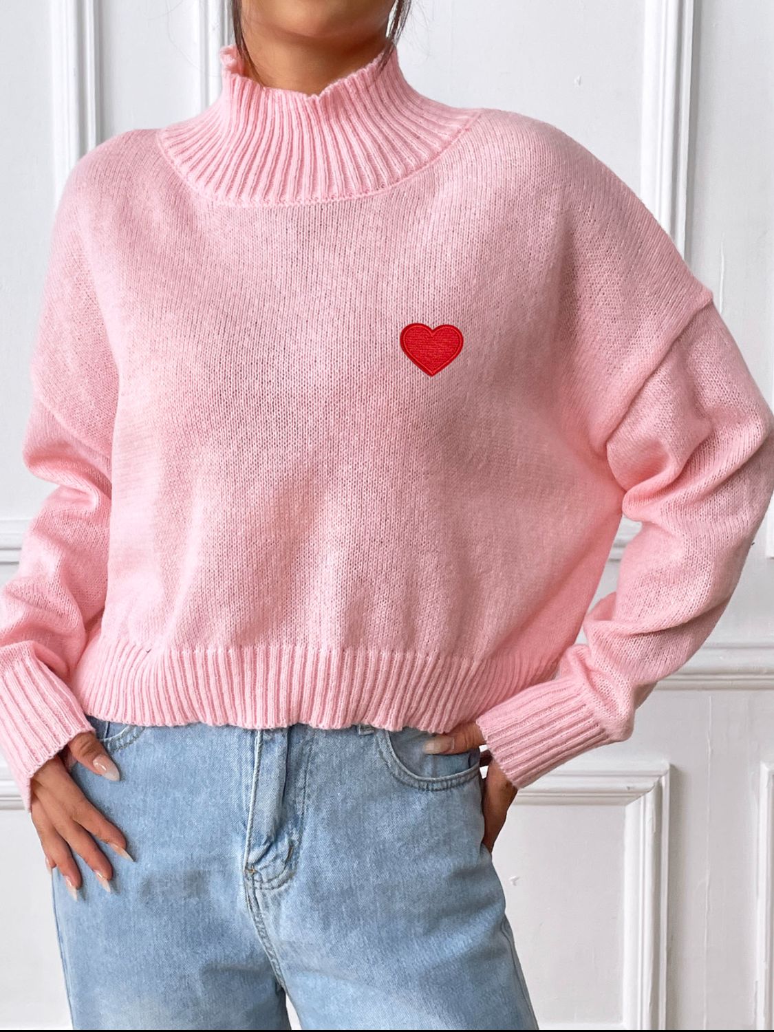  Heart Turtleneck Long Sleeve Sweater、mySite、justintrudeaud