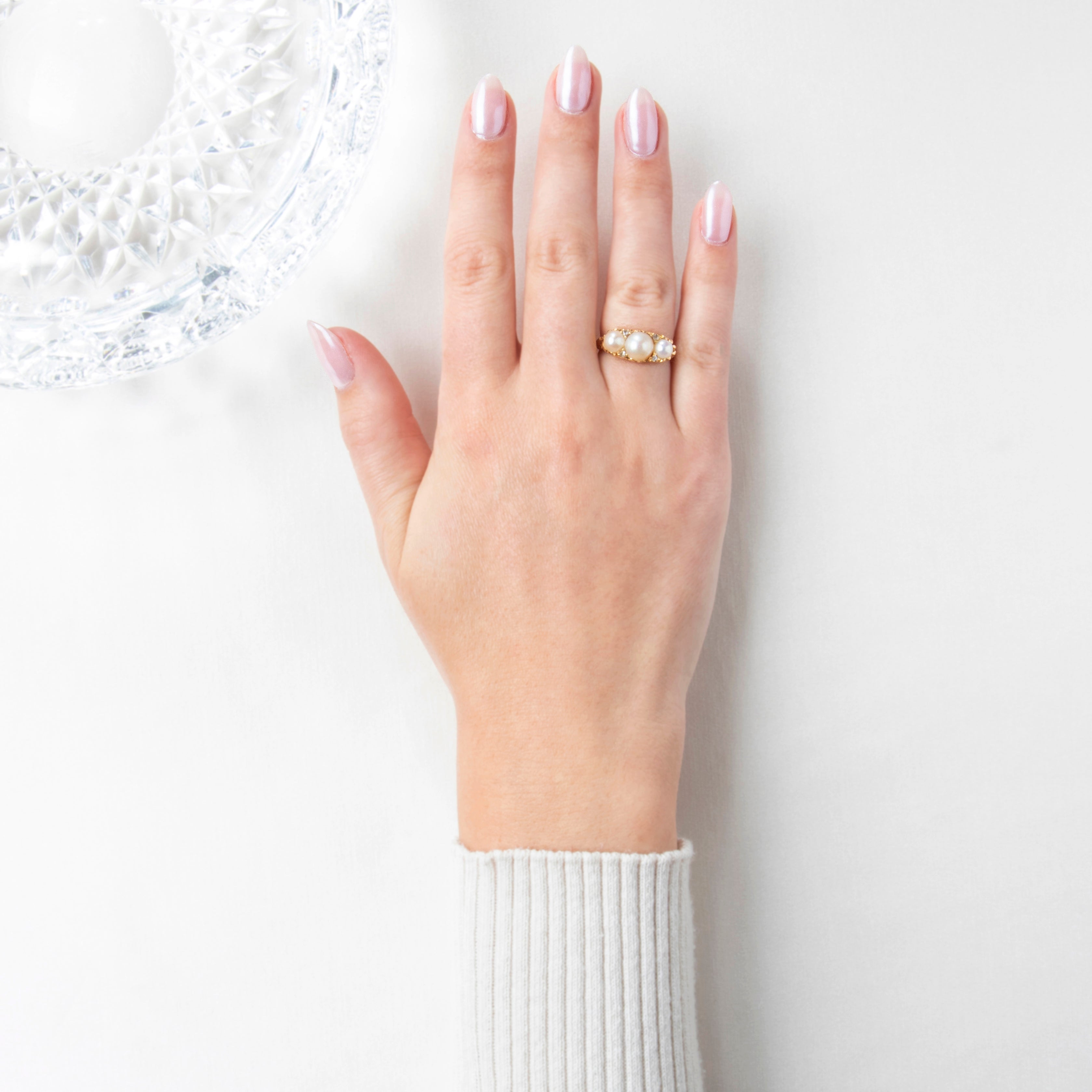 Antique 18k Yellow Gold Pearl Rose Cut Diamond Ring 7.25、mySite、hinf8tx79