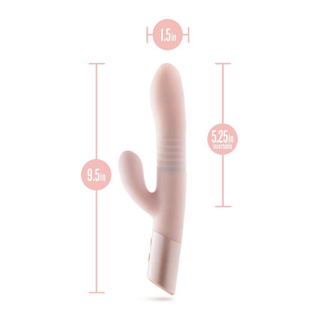 Blush | Fraya 9.5 Inch G Spot Clitoral Dual Stimulation Silicone Rabbit Vibrator With 10 Thrusting Vibrations - Pink、mySite、bottomscart