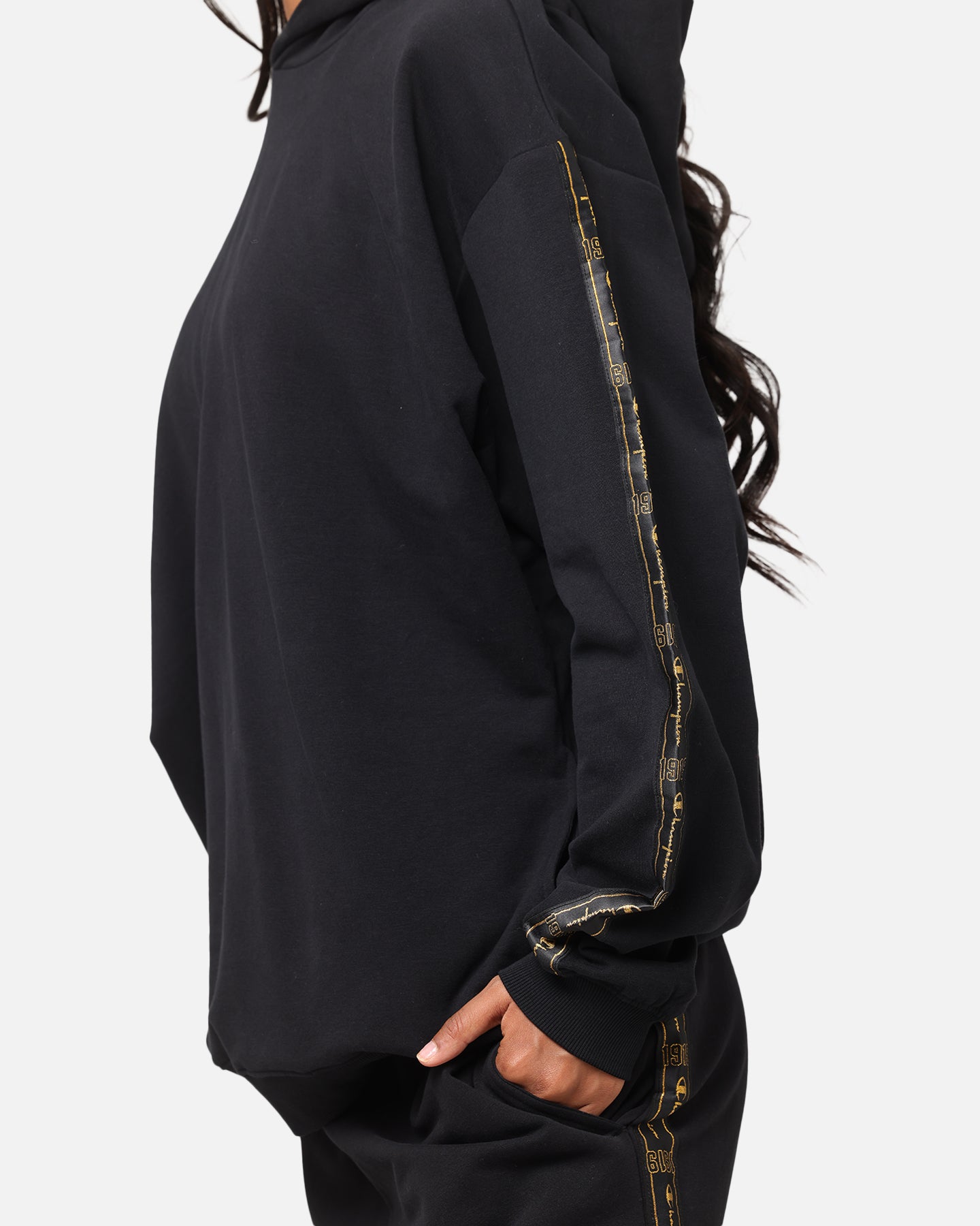 Champion Lux Taping Hoodie Black、mySite、zt4zffjzw